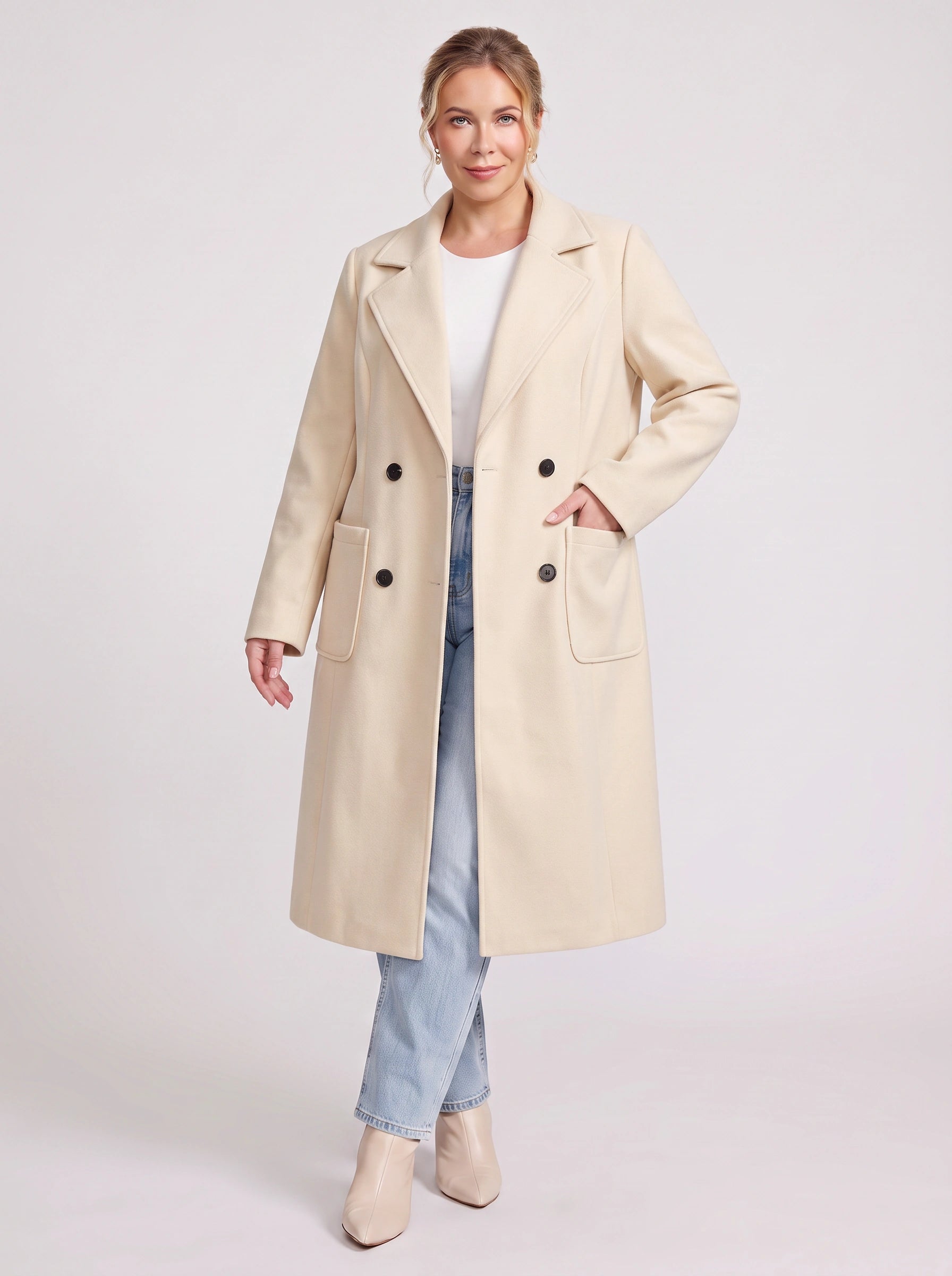 Norwick Double-Breasted Longline Blazer – Women Winter Tailored Office Business Casual Structured Coat Jacket