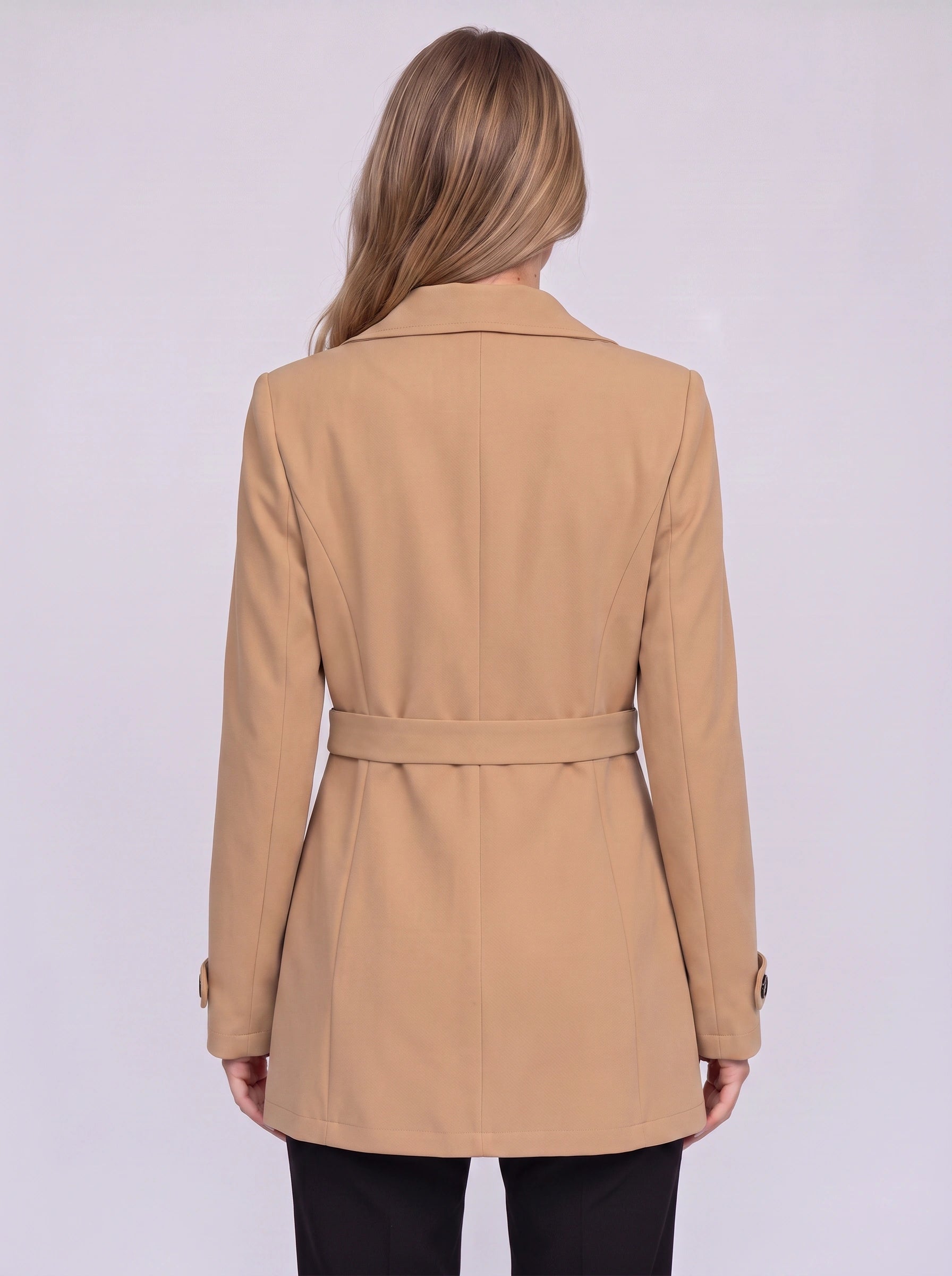 Bronté Fitted Longline Blazer – Double Breasted Trench Coat Women Winter Office Tailored Gold Button Jacket