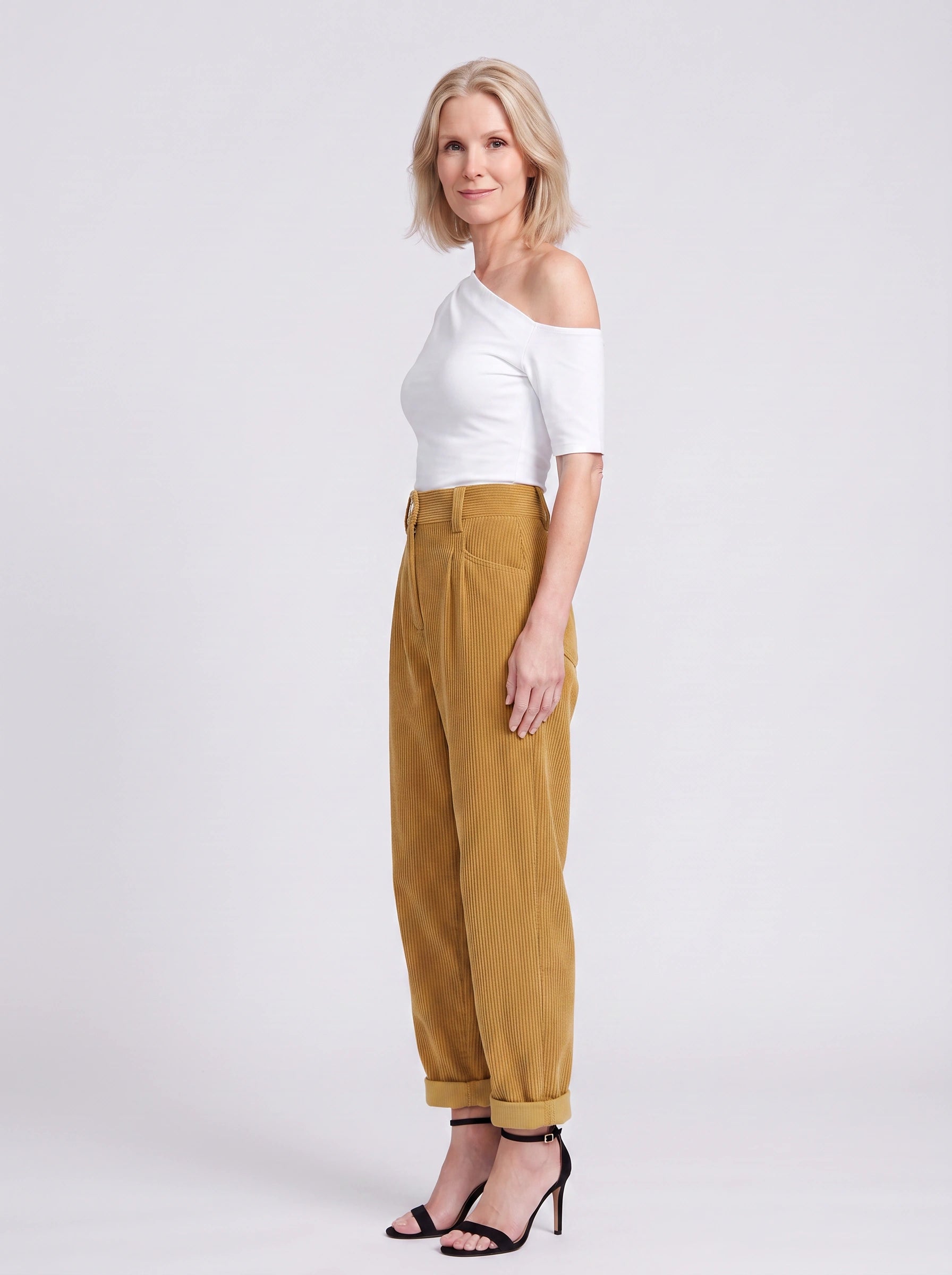 Cordara High-Waist Wide Leg Pants – Corduroy Trousers Women Casual Palazzo Pants Capri Summer Retro