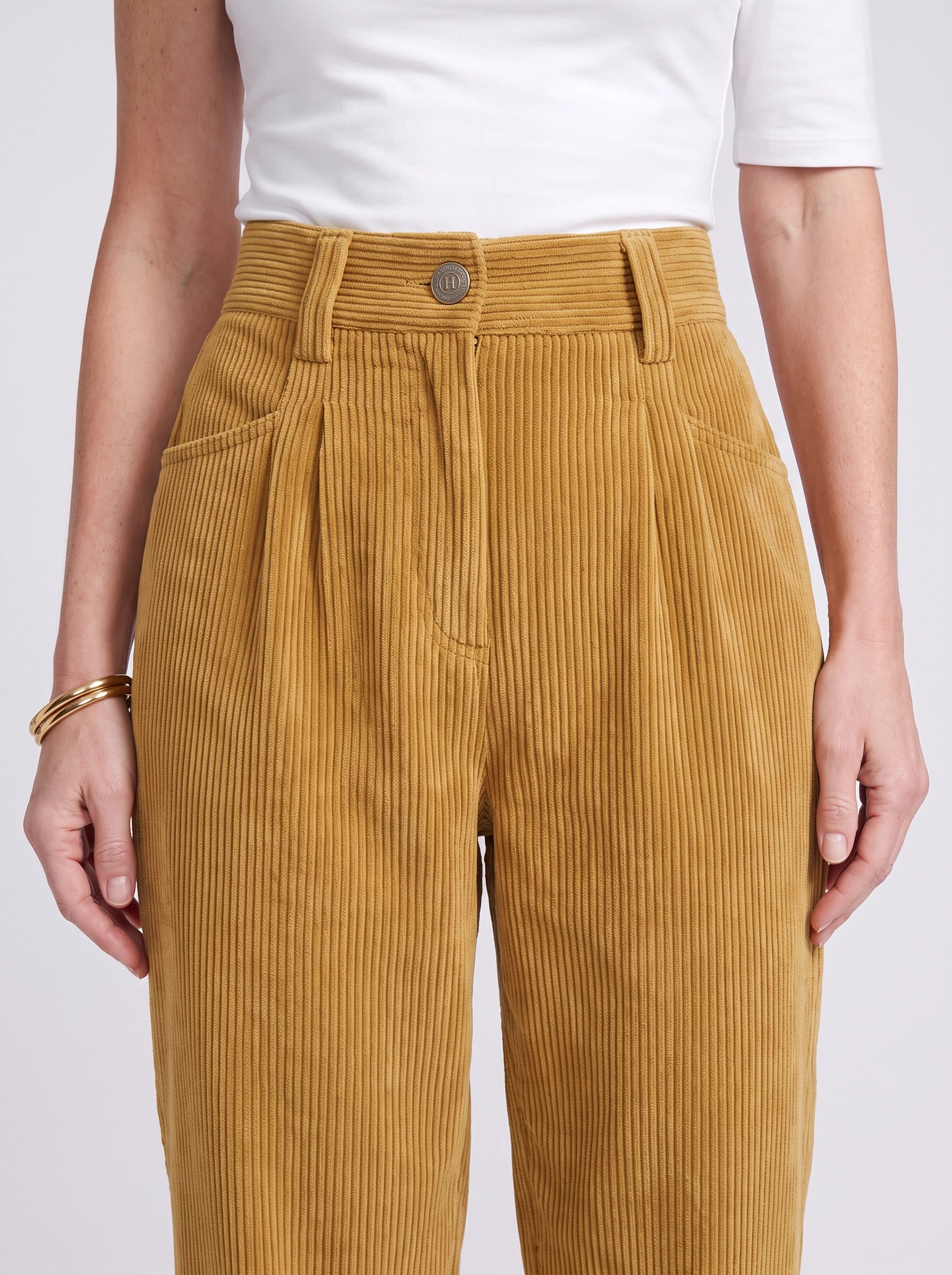 Cordara High-Waist Wide Leg Pants – Corduroy Trousers Women Casual Palazzo Pants Capri Summer Retro