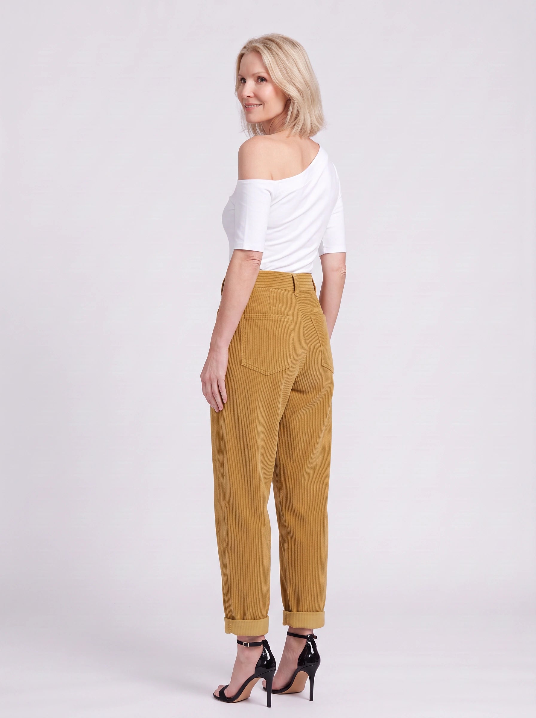 Cordara High-Waist Wide Leg Pants – Corduroy Trousers Women Casual Palazzo Pants Capri Summer Retro