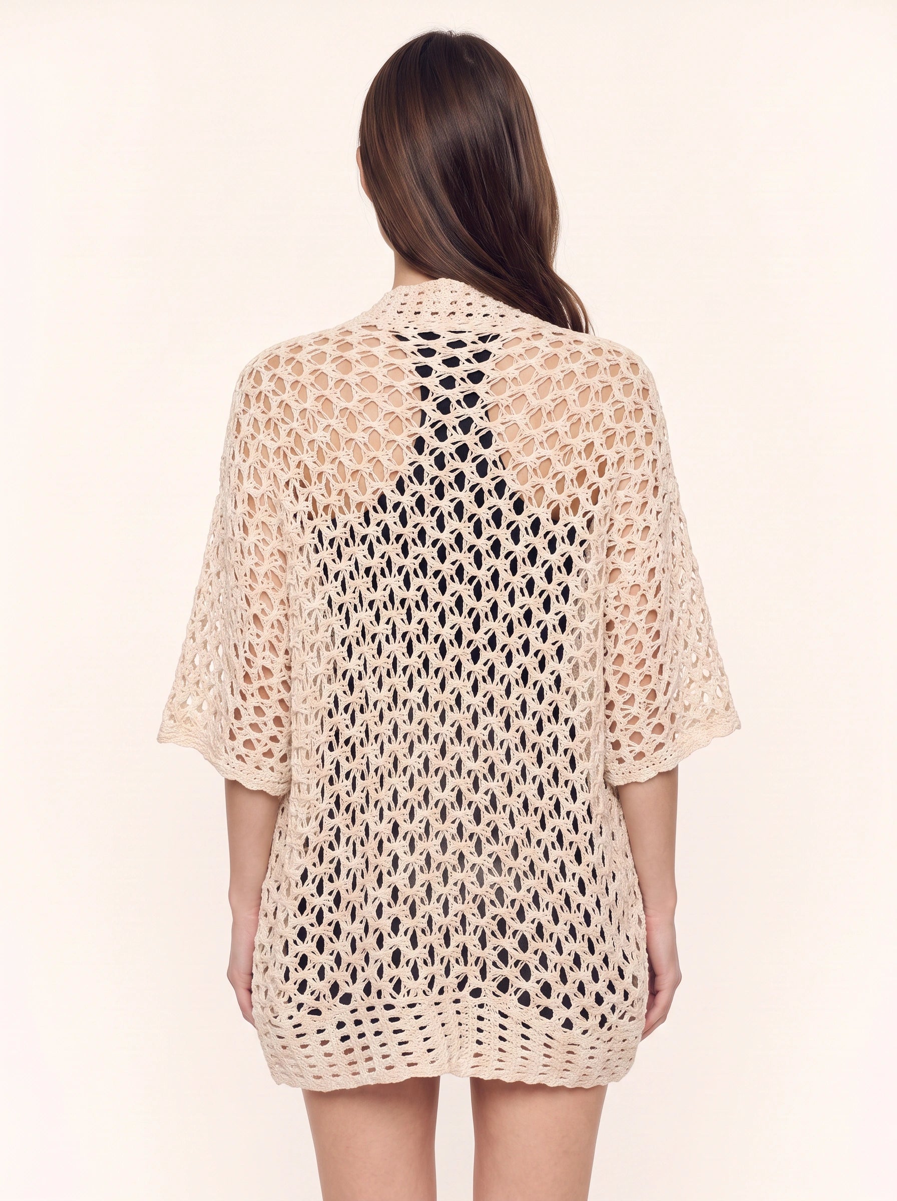 Crochet Open Kimono – Crochet Kimono Women Short Sleeve Beach Cover Up Summer Cardigan
