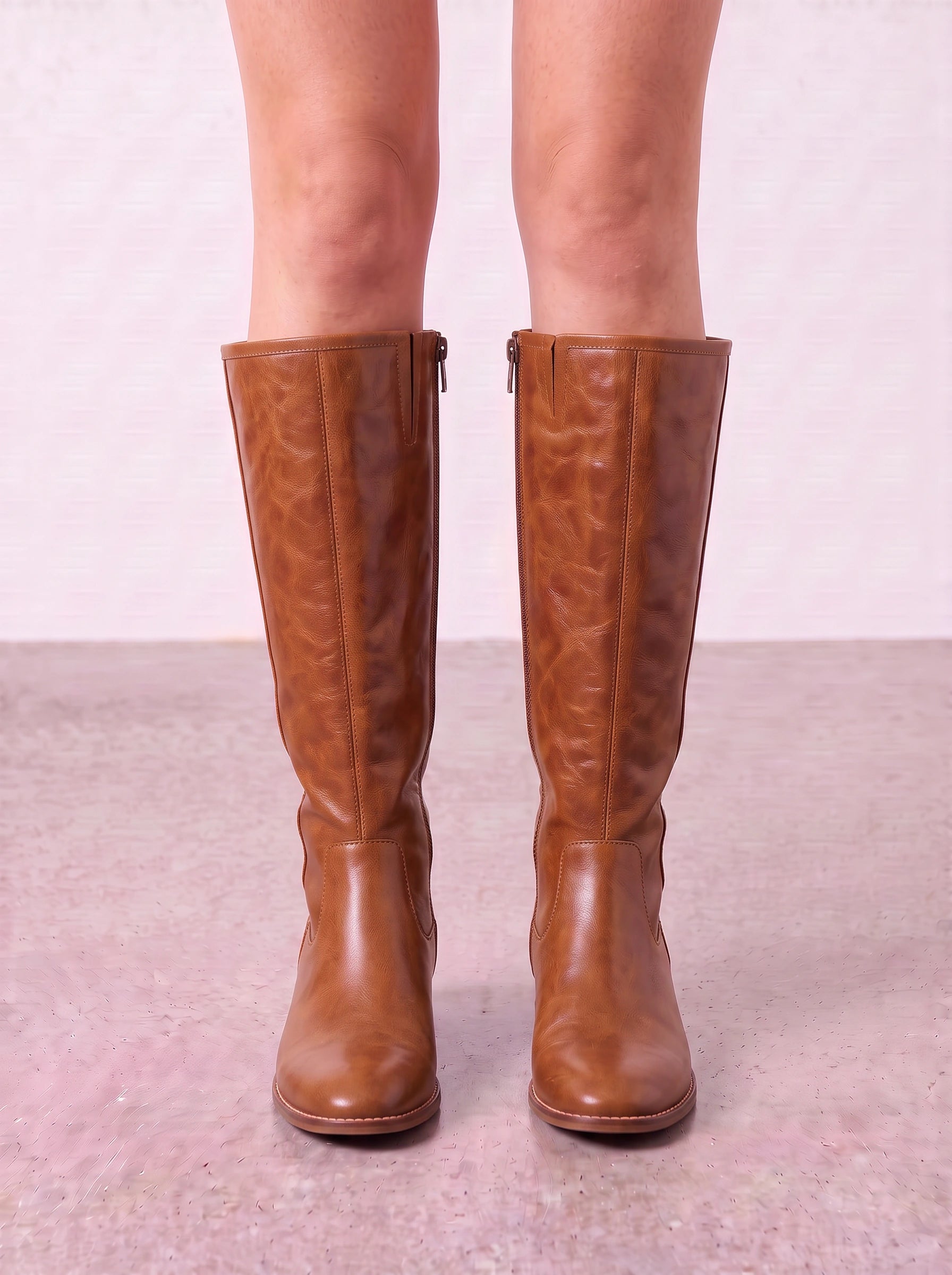 Calvaro Knee High Riding Boots – Women Side Zip Flat Leather Western Boots Ladies Equestrian