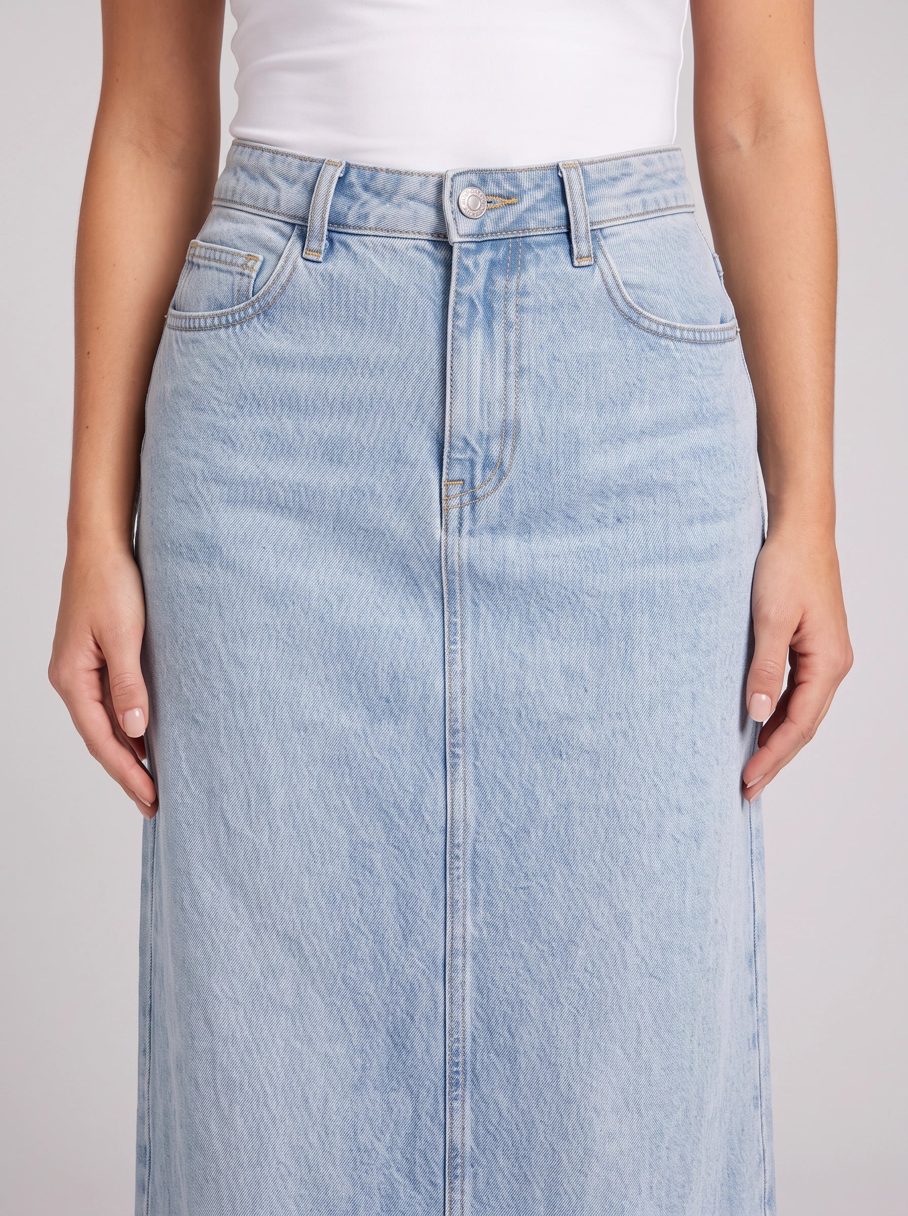 Bluerift Denim Maxi Skirt – High Waisted Long Jean Skirt Women Casual Streetwear Maxi Skirt