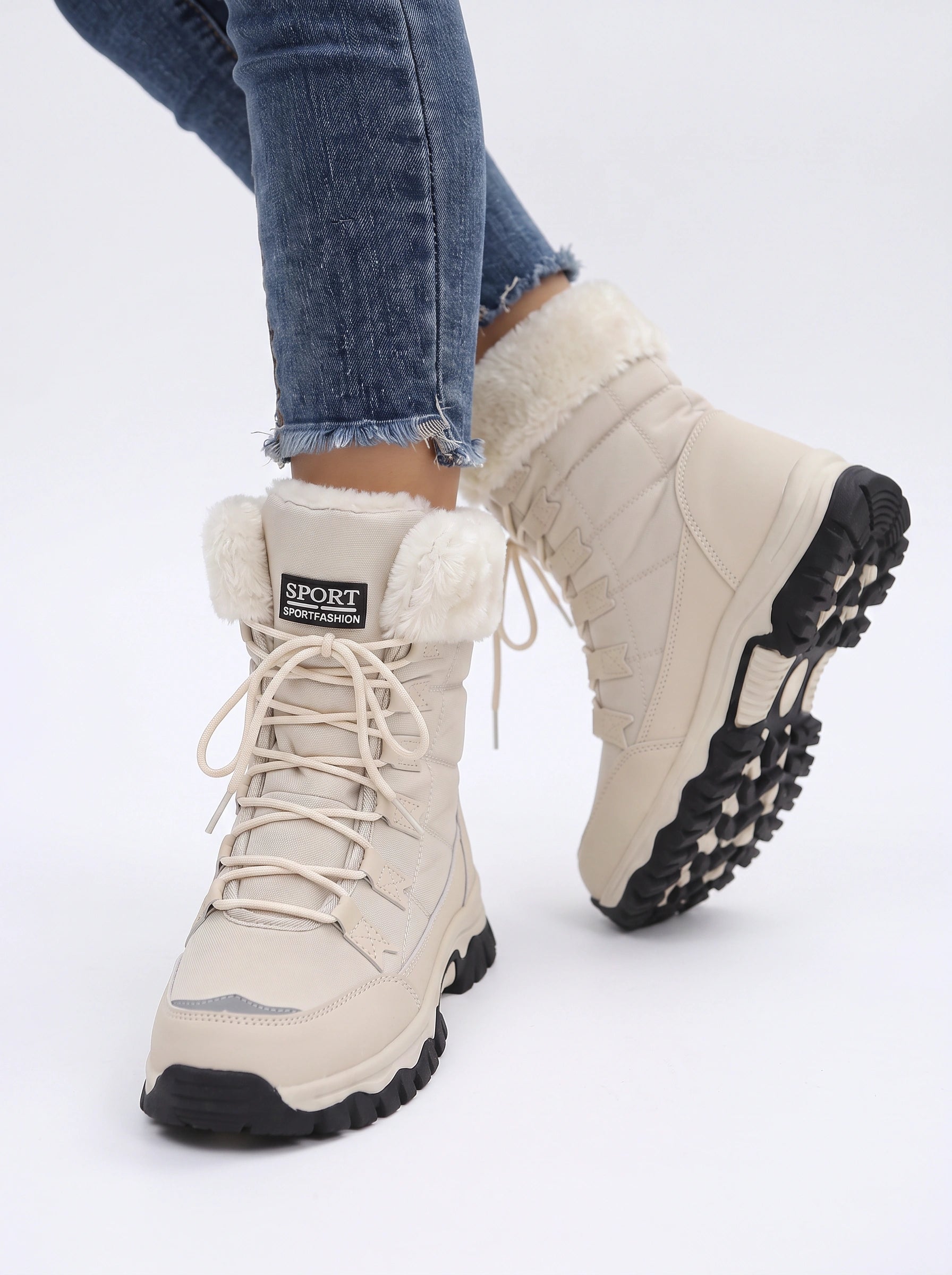 Cindy Waterproof Insulated Lace-Up Winter Boots – Women Snow Boots Fur Lined Hiking Outdoor Cold Weather Ankle Boots