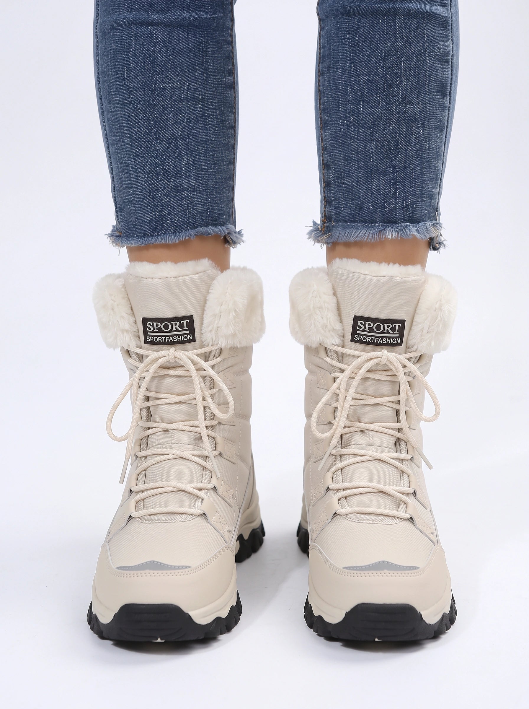 Cindy Waterproof Insulated Lace-Up Winter Boots – Women Snow Boots Fur Lined Hiking Outdoor Cold Weather Ankle Boots