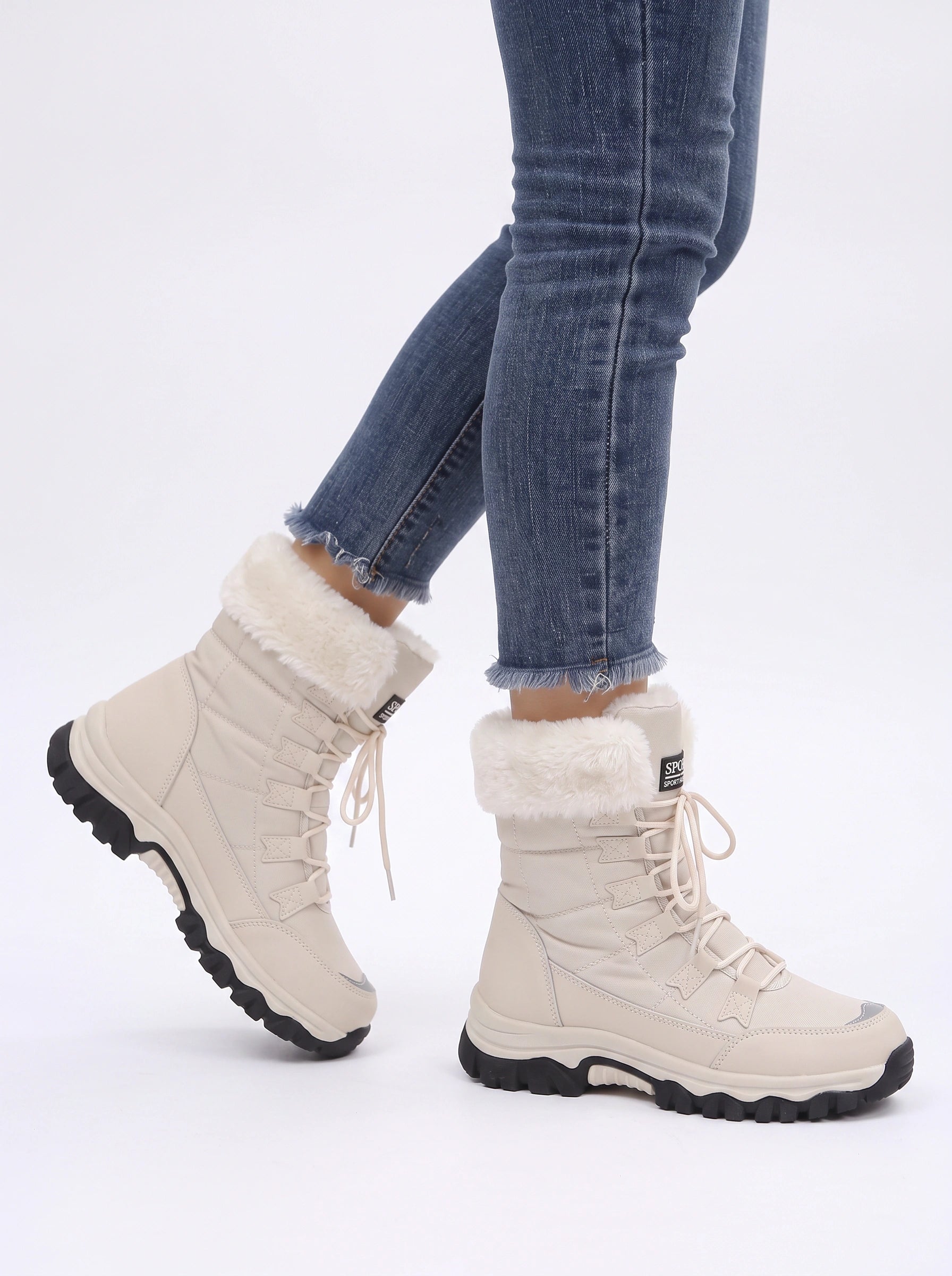 Cindy Waterproof Insulated Lace-Up Winter Boots – Women Snow Boots Fur Lined Hiking Outdoor Cold Weather Ankle Boots