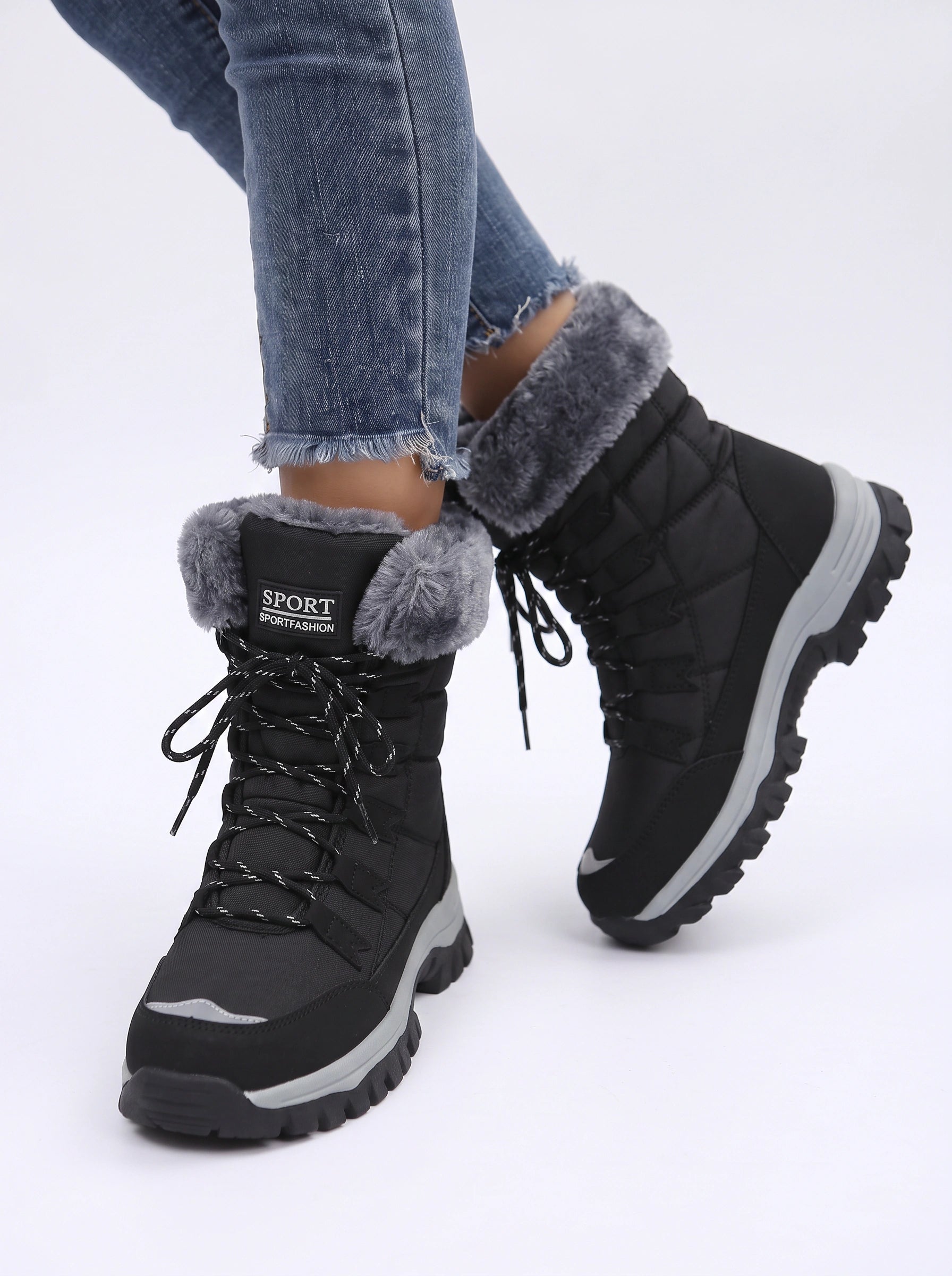 Cindy Waterproof Insulated Lace-Up Winter Boots – Women Snow Boots Fur Lined Hiking Outdoor Cold Weather Ankle Boots