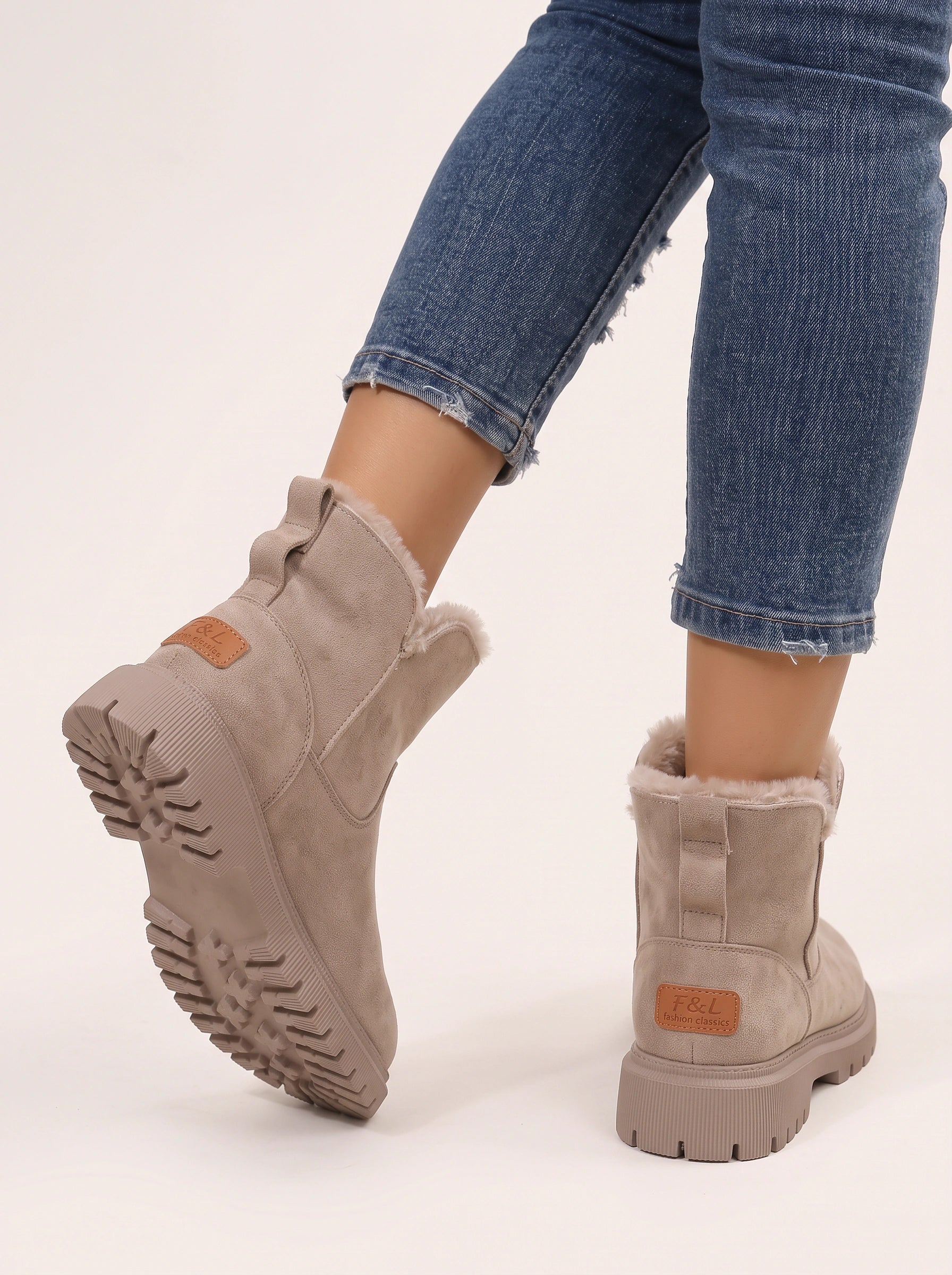 Pelora Faux Fur Lined Ankle Boots – Waterproof Boots Women Chelsea Platform Snow Boot Ladies