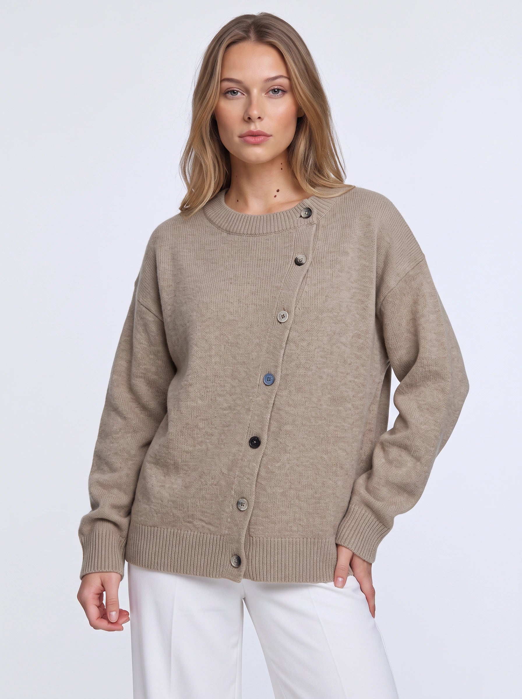 Cardiknit Relaxed Button-Front Cardigan – Women Knit Cardigan Sweater Oversized Casual Winter Layering