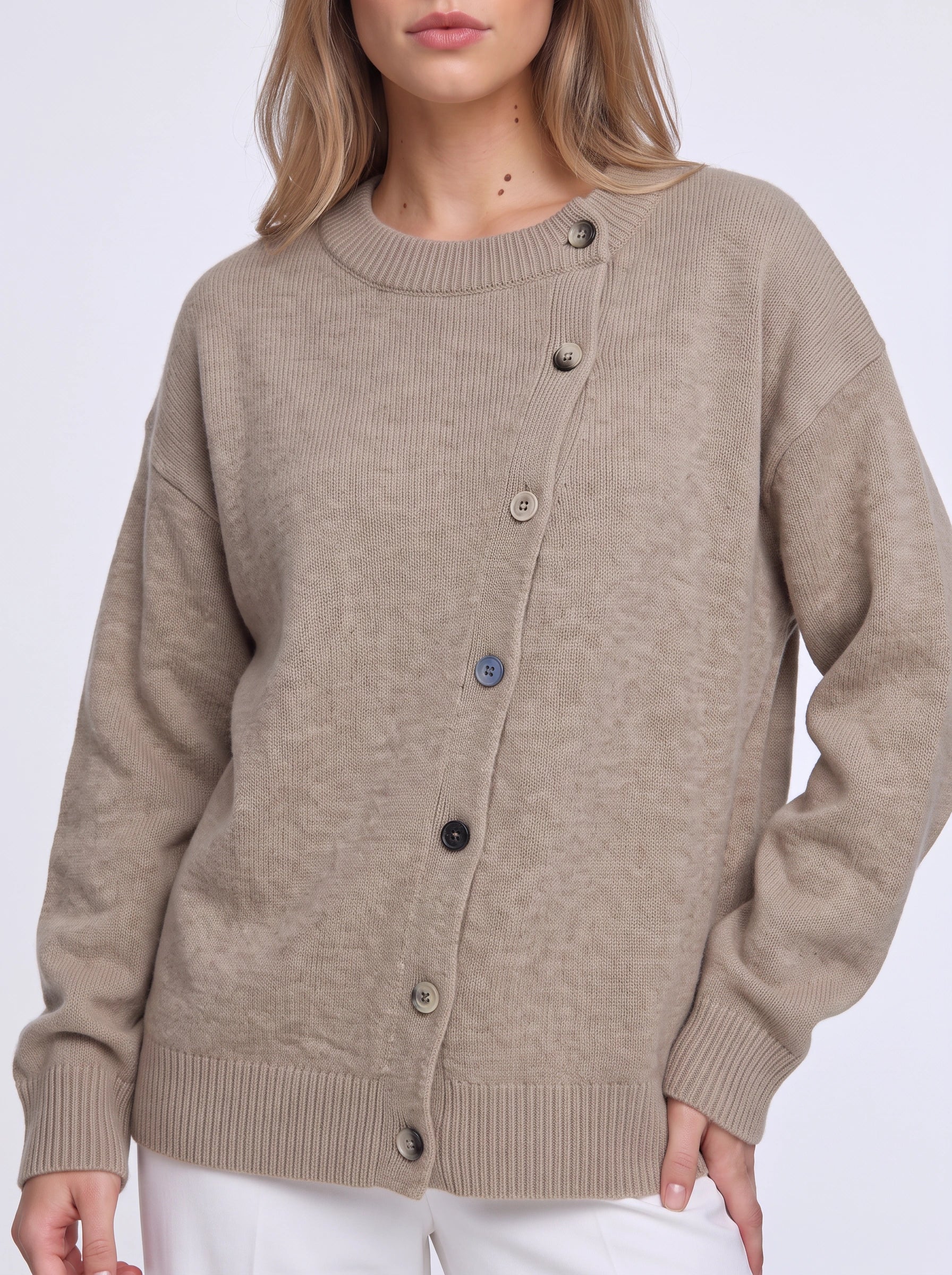 Cardiknit Relaxed Button-Front Cardigan – Women Knit Cardigan Sweater Oversized Casual Winter Layering