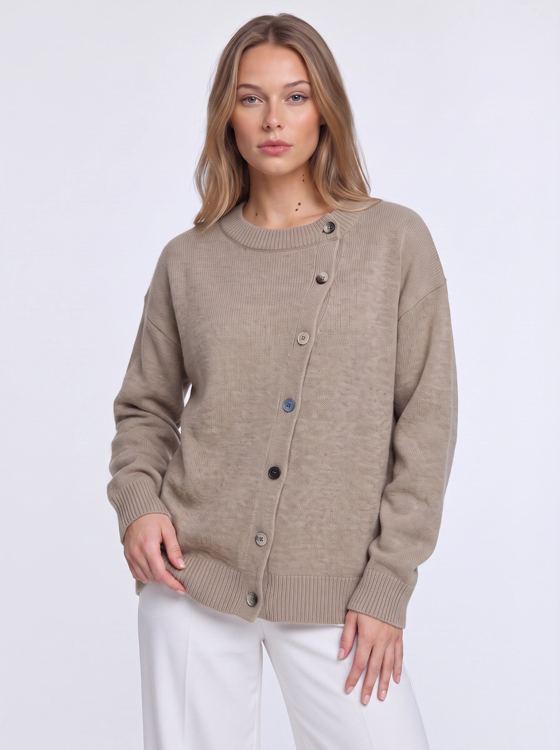 Cardiknit Relaxed Button-Front Cardigan – Women Knit Cardigan Sweater Oversized Casual Winter Layering
