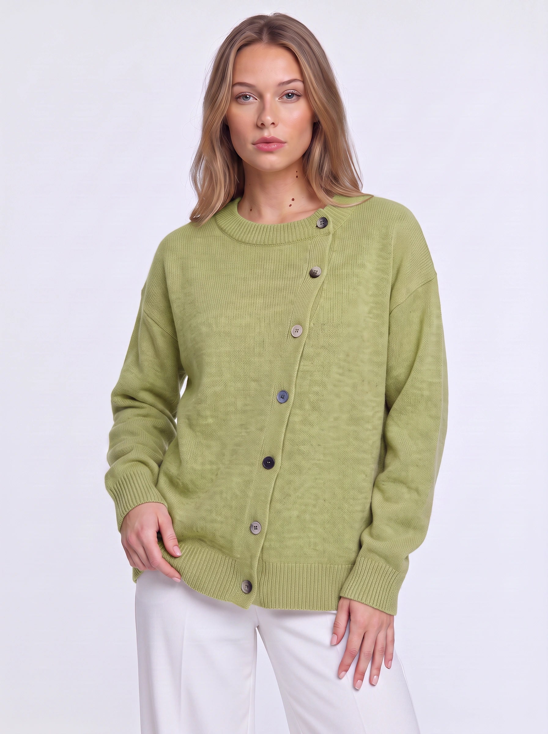 Cardiknit Relaxed Button-Front Cardigan – Women Knit Cardigan Sweater Oversized Casual Winter Layering