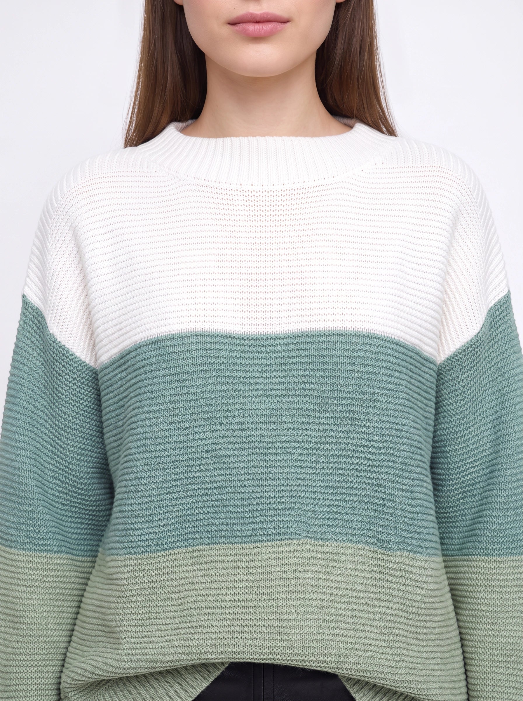 Tripla Oversized Colorblock Knit Sweater – Ribbed Crew Neck Women Casual Loungewear Pullover Sweater