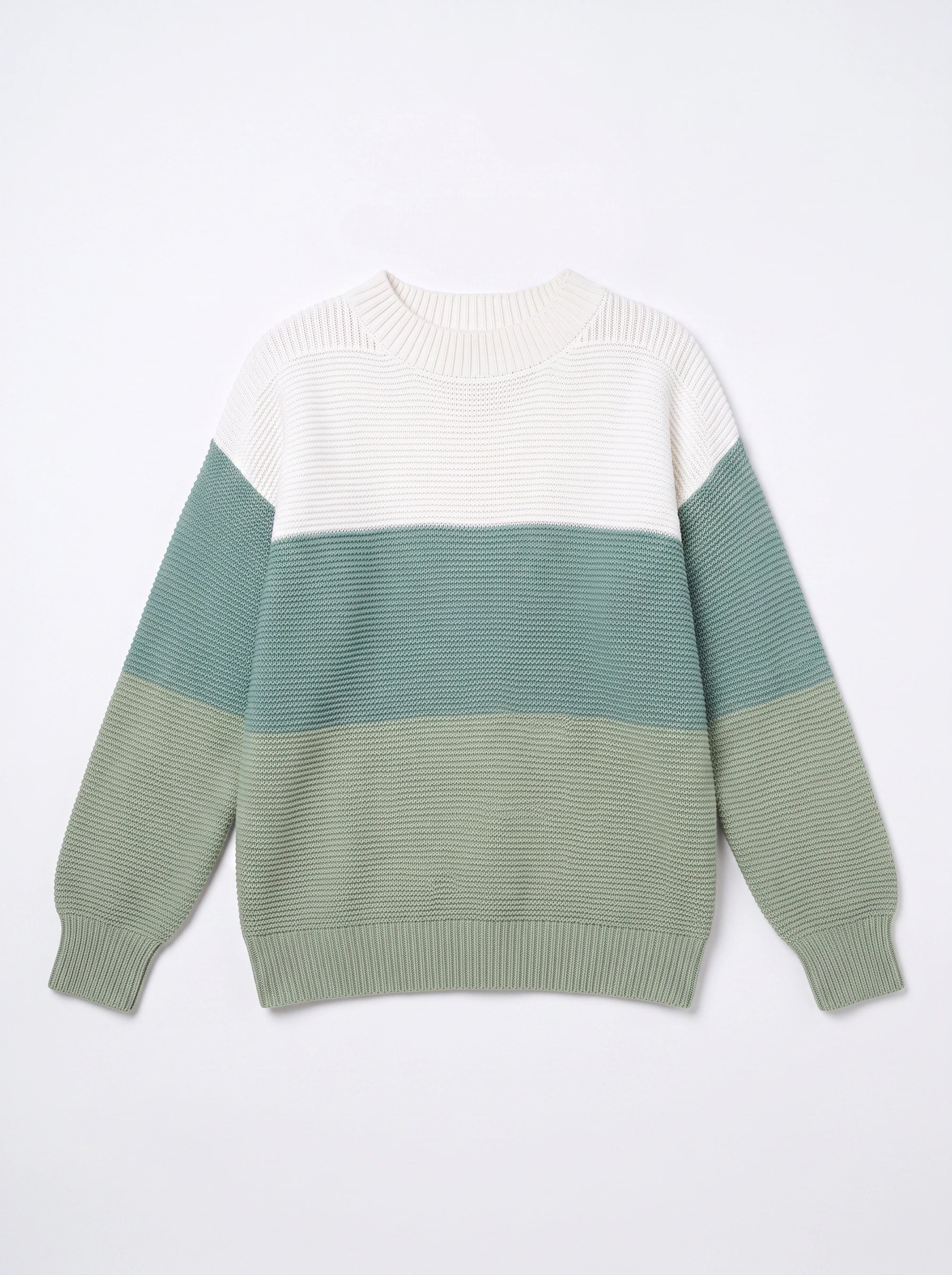 Tripla Oversized Colorblock Knit Sweater – Ribbed Crew Neck Women Casual Loungewear Pullover Sweater