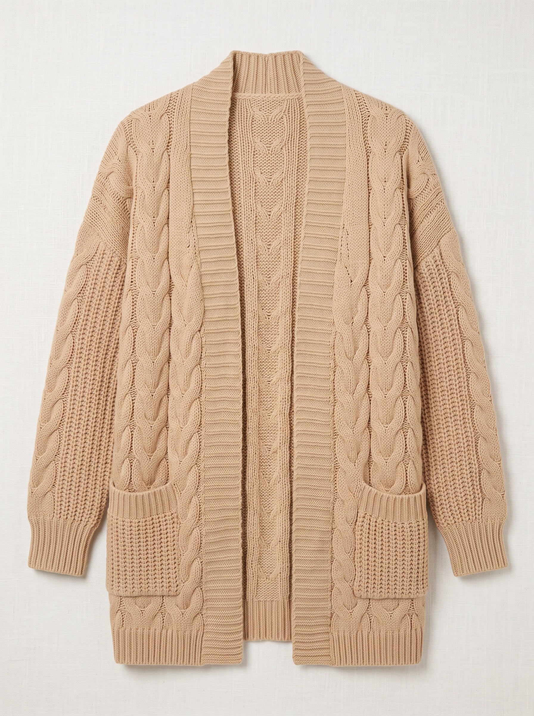 Treccia Open-Front Cable Knit Longline Cardigan – Women Sweater Oversized Cozy Winter Casual Layering Knit Cardigan