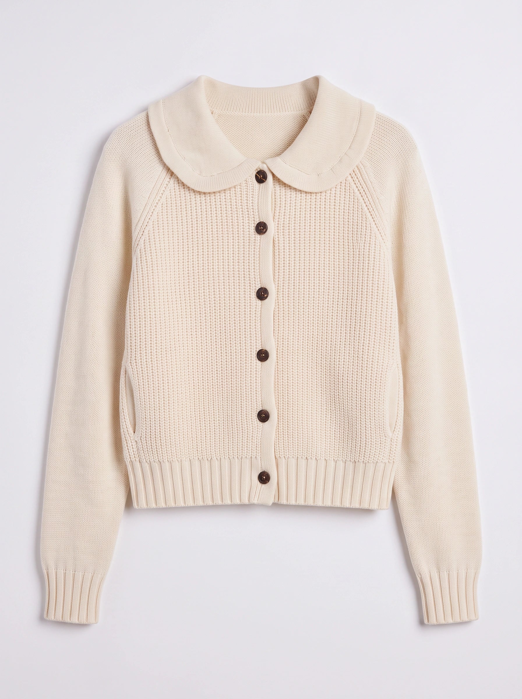 Colletto Button-Front Knit Cardigan – Women Cozy Chunky Peter Pan Collar Sweater Winter Casual