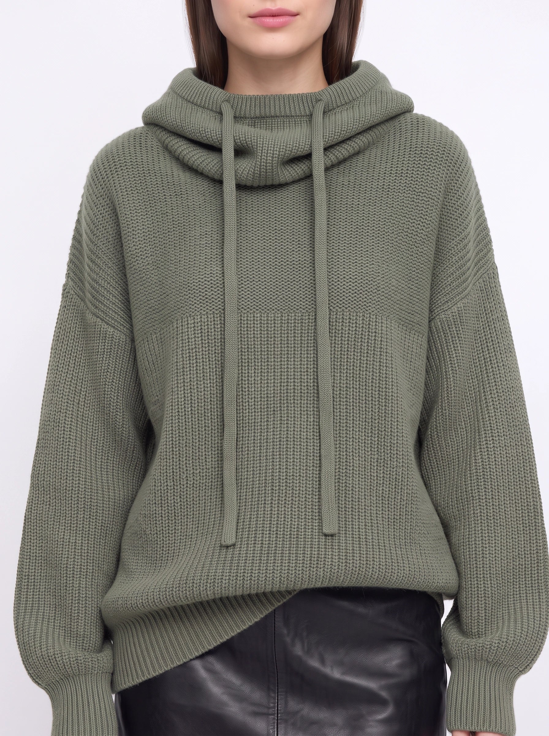 Vostrik Chunky Knit Hooded Sweater – Oversized Sweatshirt Women Mock Neck Hoodie Ribbed Casual Loungewear