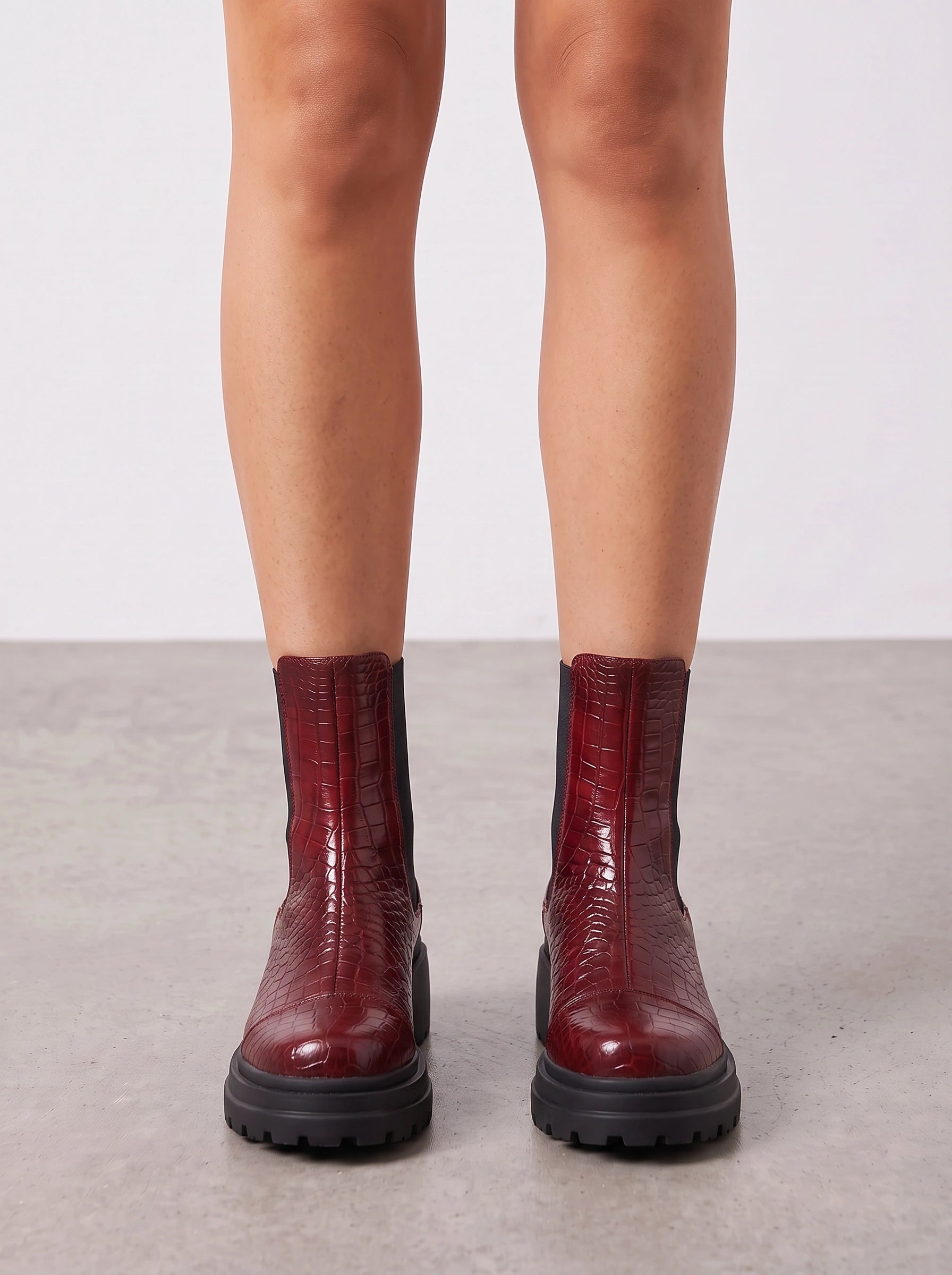 Crocgrain Platform Chelsea Boots – Ankle Boots Women Chunky Sole Elastic Side Pull On Winter Boots