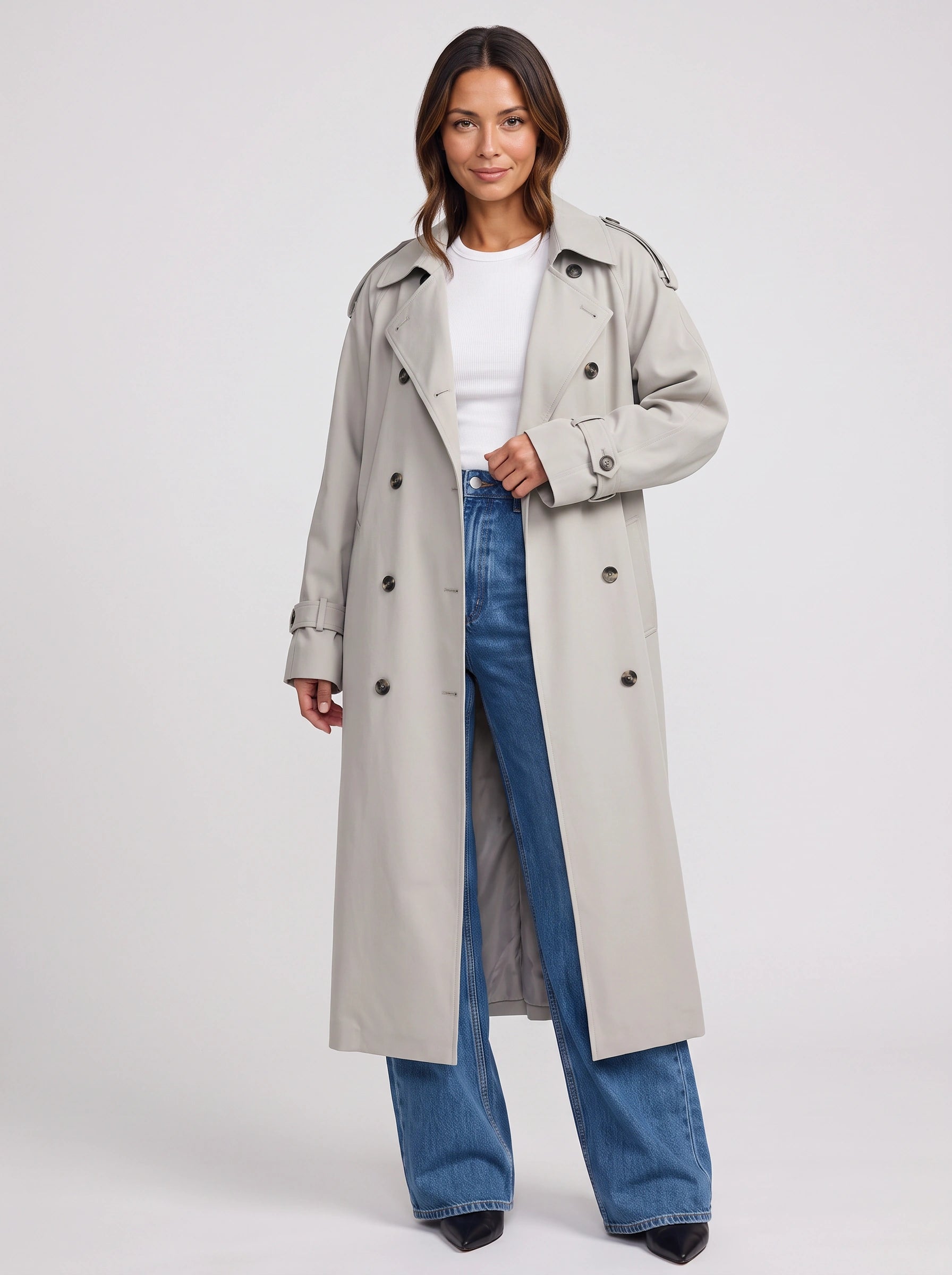 Kestrel Double-Breasted Longline Trench Coat – Women Waterproof Classic Belted Winter Oversized Trench Coat