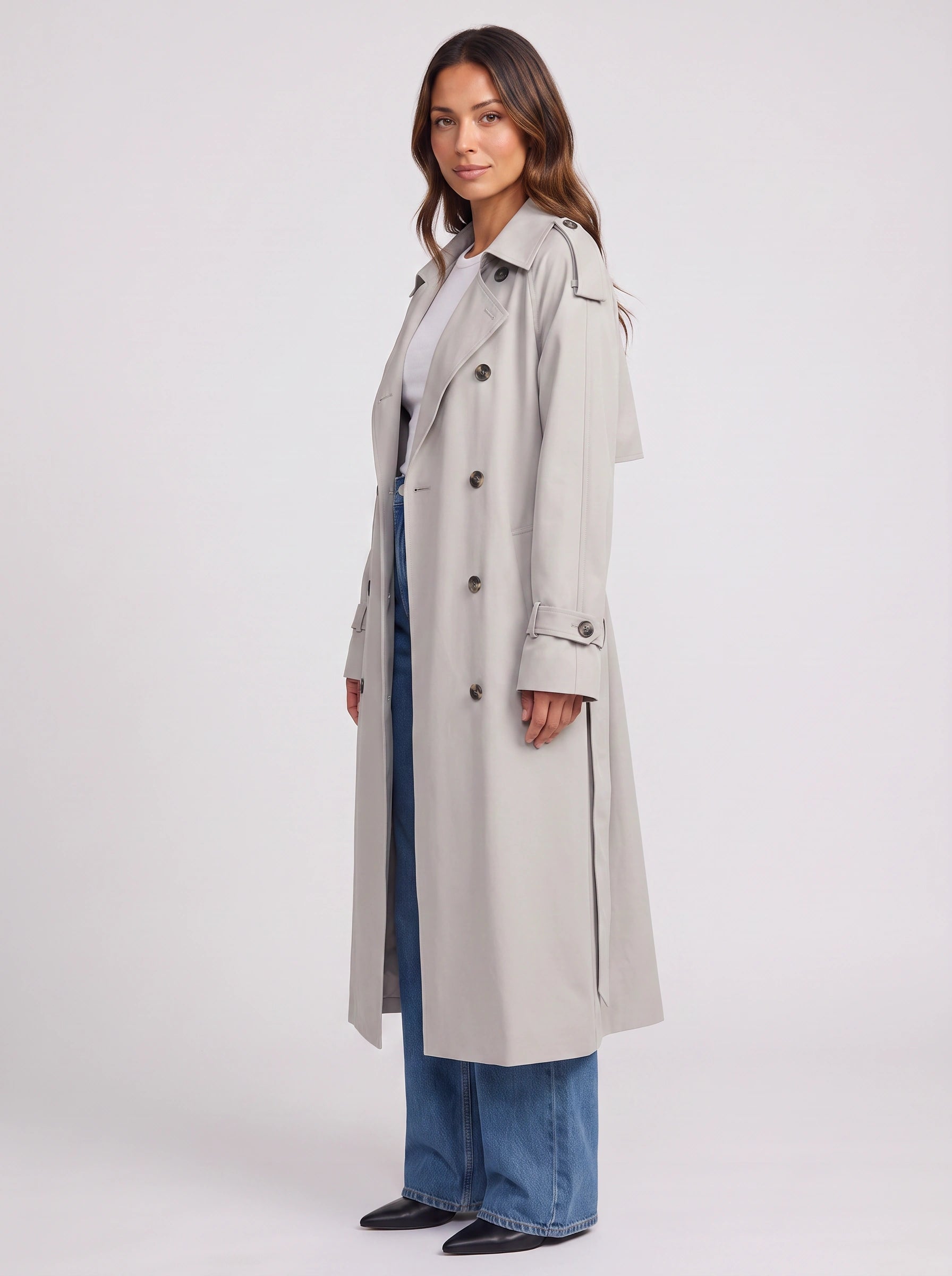 Kestrel Double-Breasted Longline Trench Coat – Women Waterproof Classic Belted Winter Oversized Trench Coat