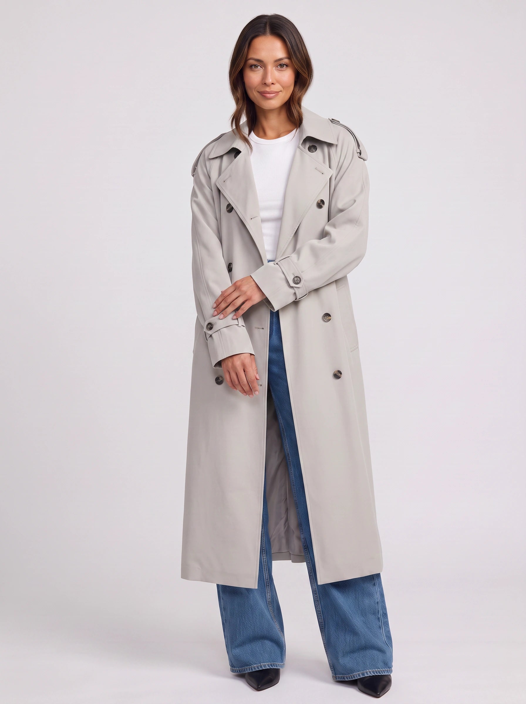 Kestrel Double-Breasted Longline Trench Coat – Women Waterproof Classic Belted Winter Oversized Trench Coat