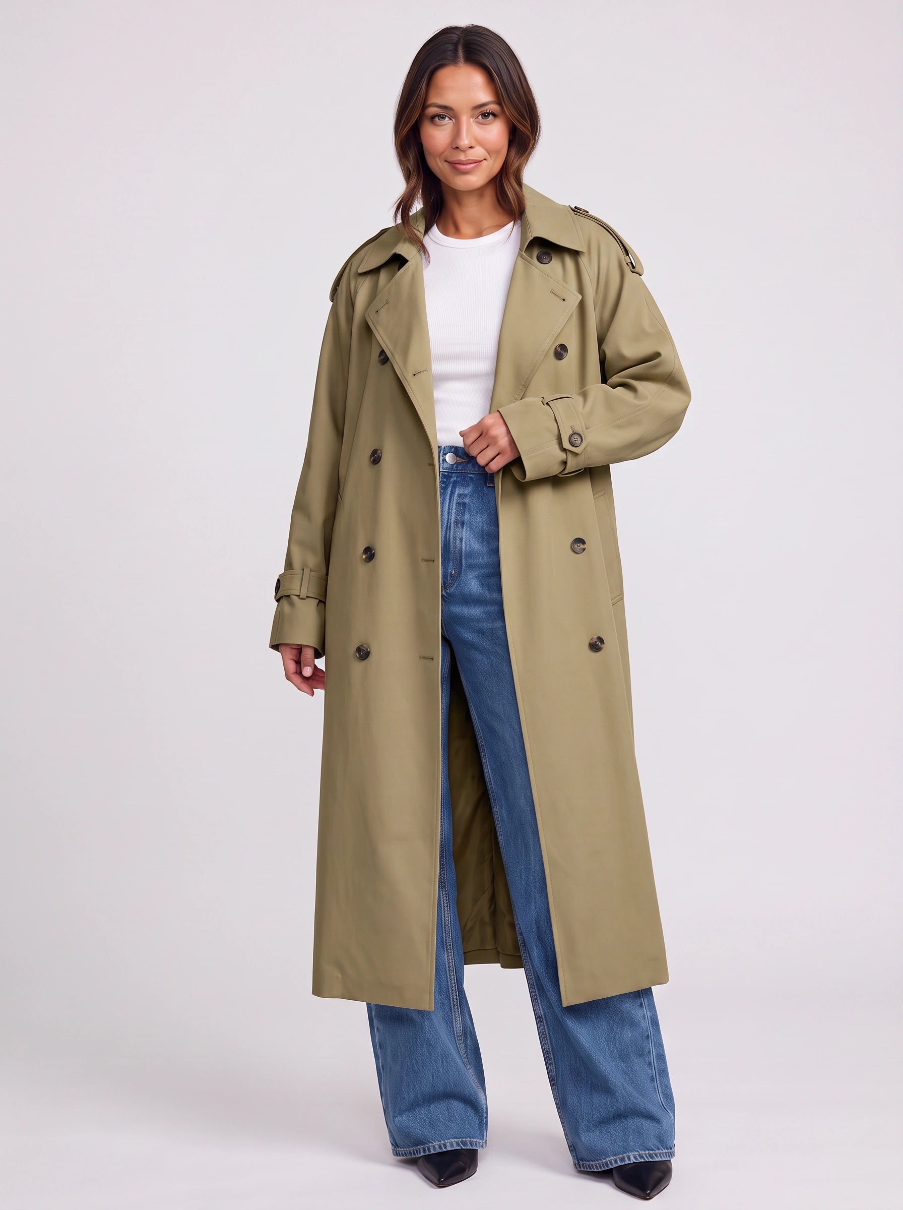 Kestrel Double-Breasted Longline Trench Coat – Women Waterproof Classic Belted Winter Oversized Trench Coat