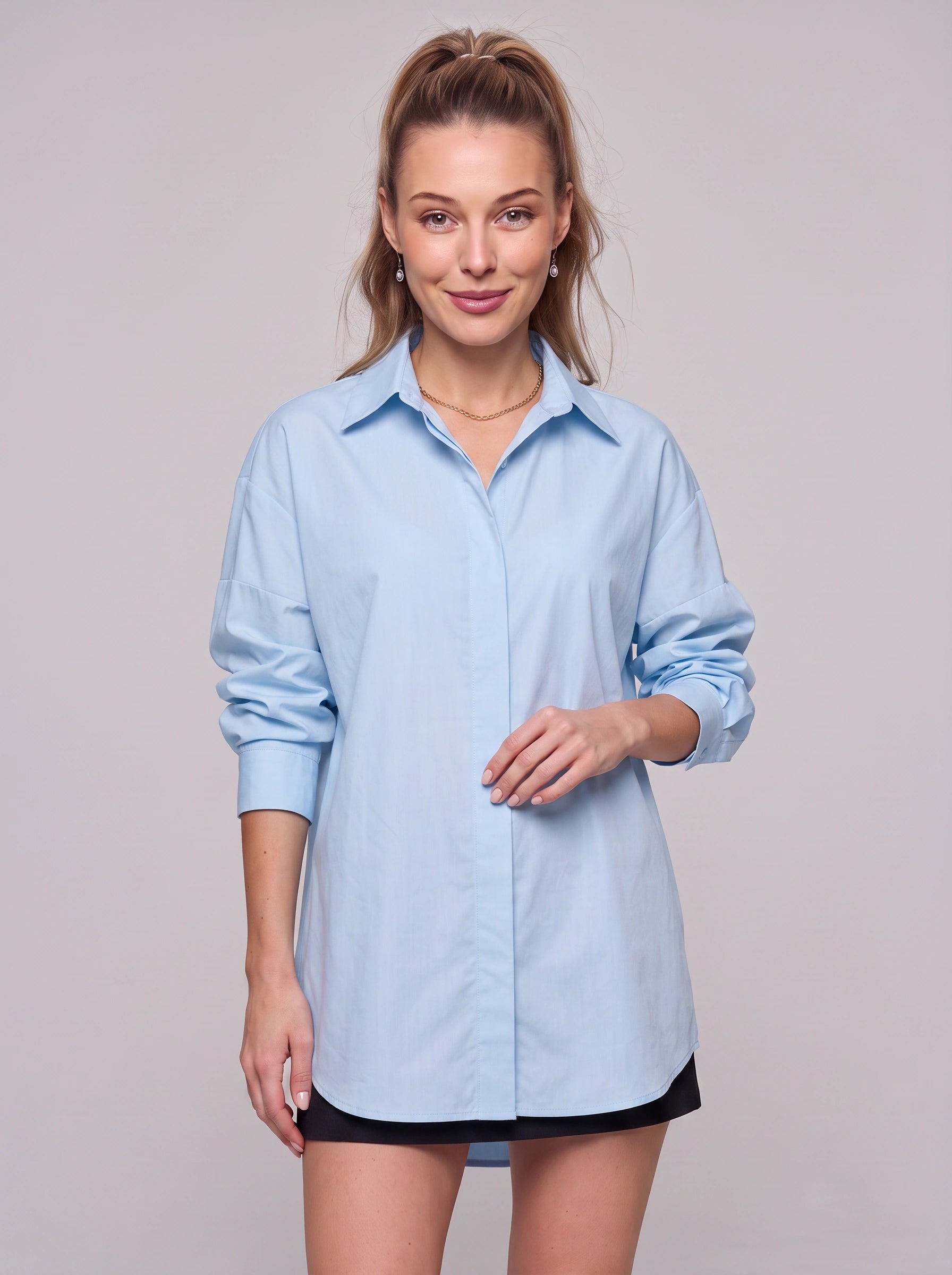 Crispa Oversized Longline Shirt – Women Business Casual Office Longline Tunic Shirt Dress