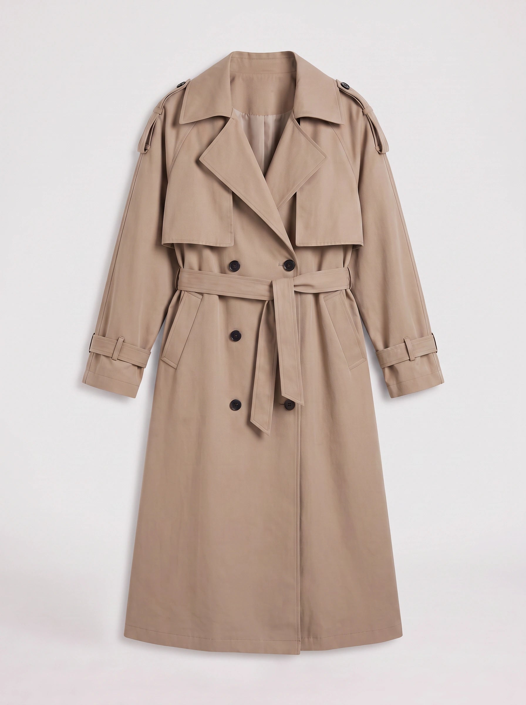 Marescot Oversized Trench Coat – Double-Breasted Longline Women Winter Classic Belted Long Trench Coat