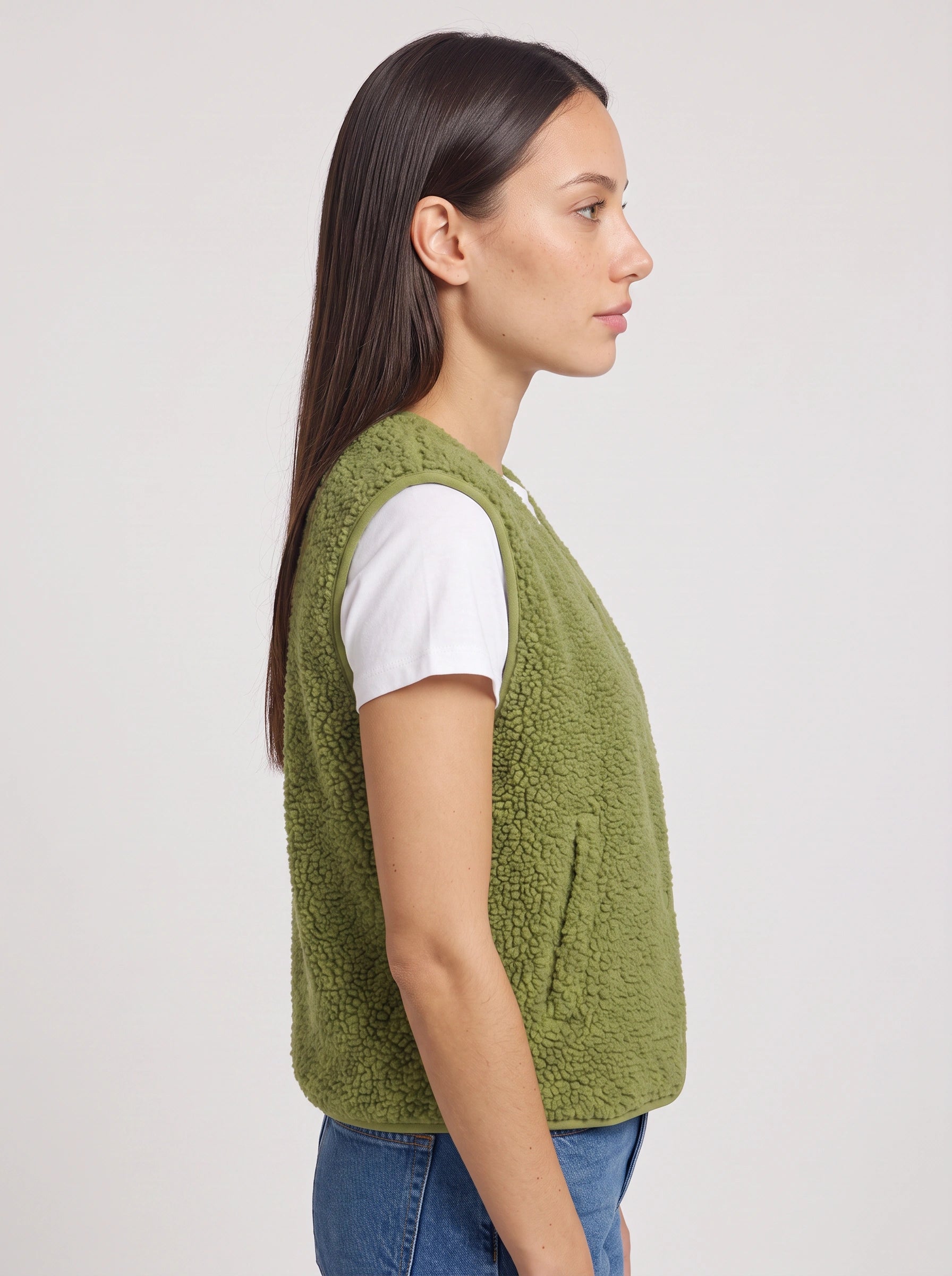 Marlow Sherpa Fleece Button Vest – Women Snap-Front Casual Outdoor Layering Lined Winter Vest