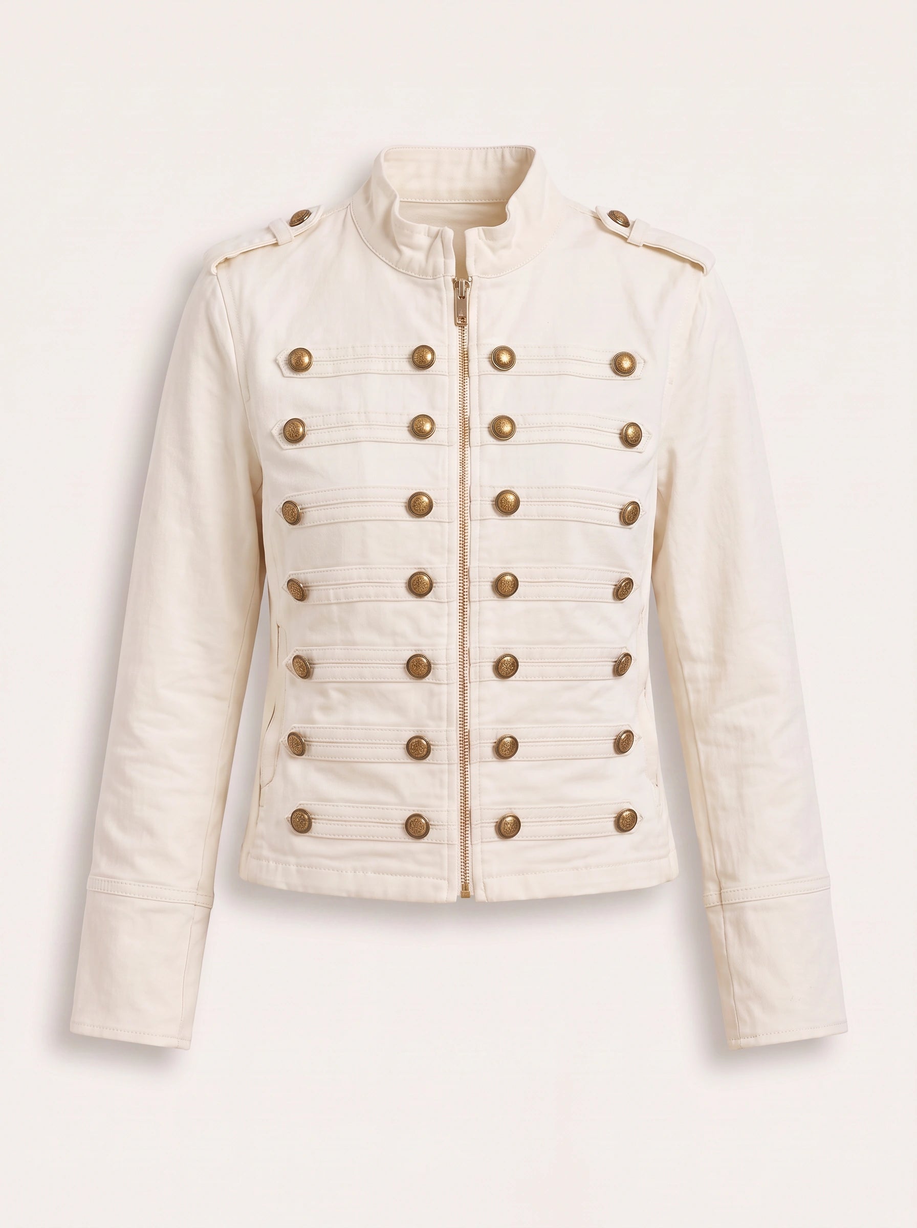 Brigadon Military Band Jacket – Women Fitted Structured Gold Button Officer Outerwear Winter Jacket
