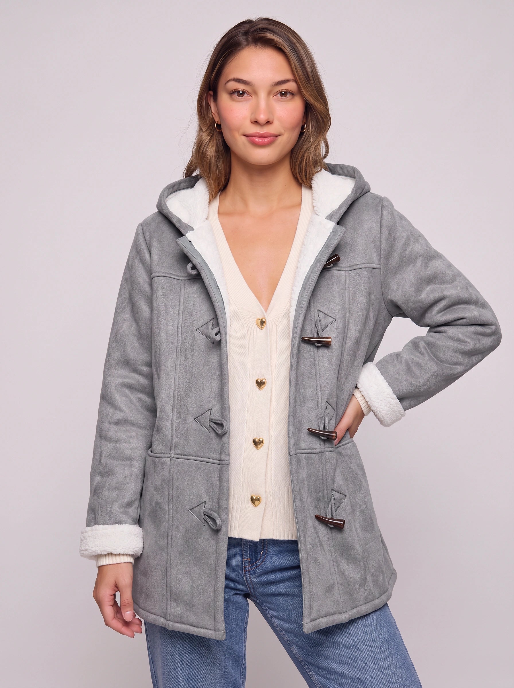 Cordova Hooded Toggle Coat – Winter Sherpa Lined Women Casual Outerwear Warm Longline Jacket