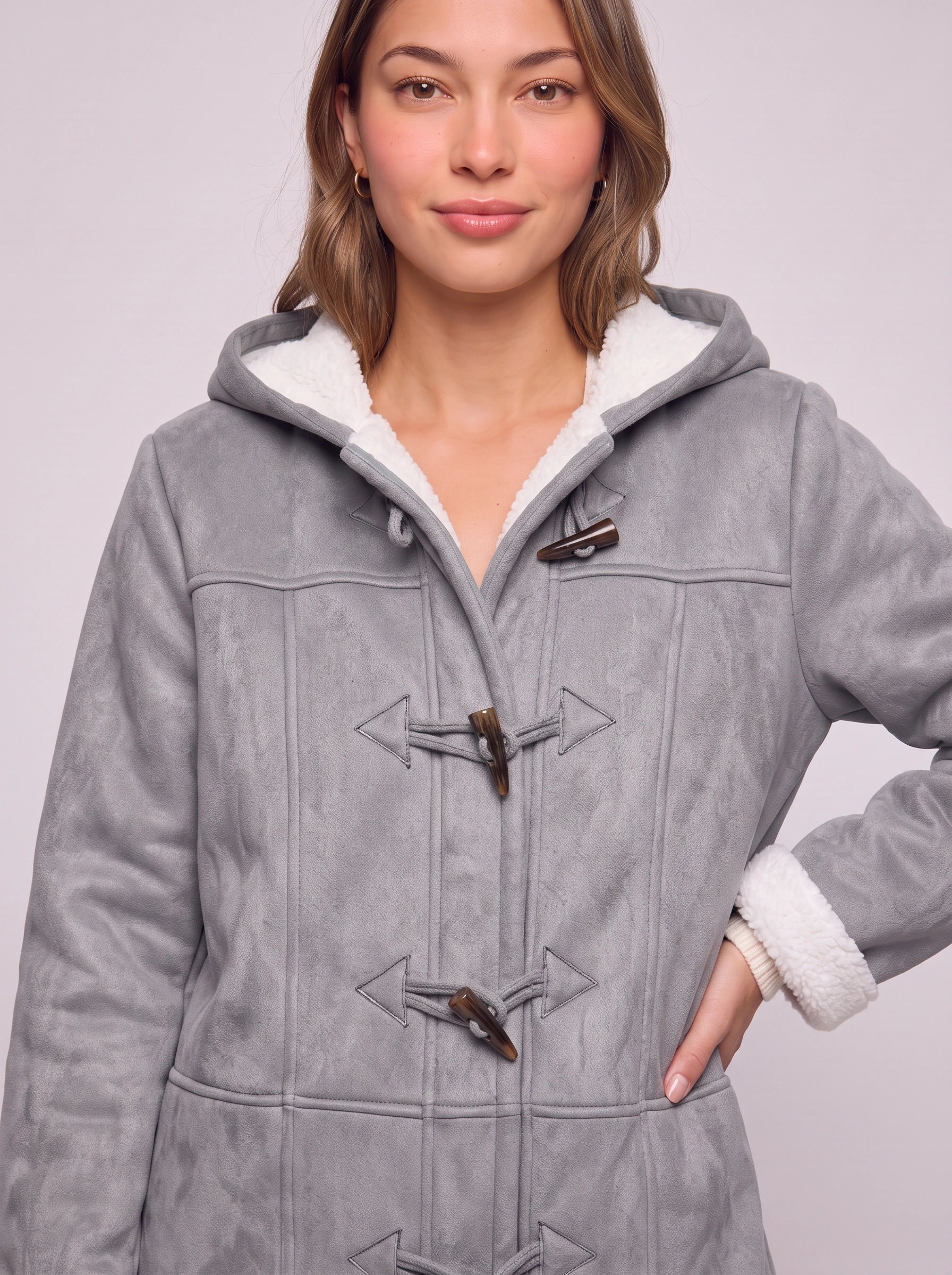 Cordova Hooded Toggle Coat – Winter Sherpa Lined Women Casual Outerwear Warm Longline Jacket