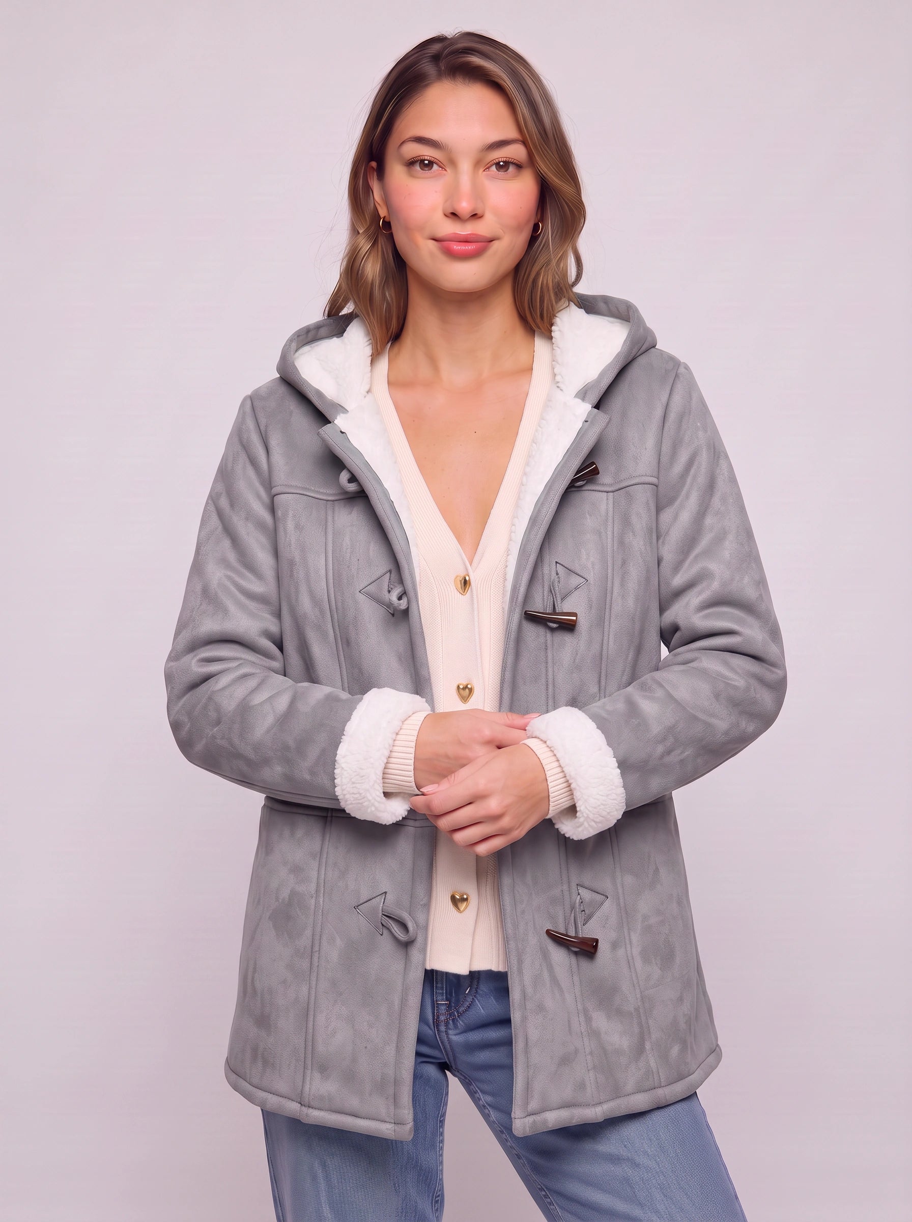 Cordova Hooded Toggle Coat – Winter Sherpa Lined Women Casual Outerwear Warm Longline Jacket