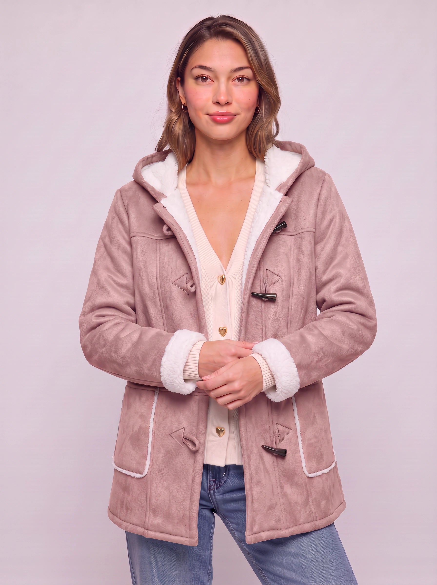 Cordova Hooded Toggle Coat – Winter Sherpa Lined Women Casual Outerwear Warm Longline Jacket
