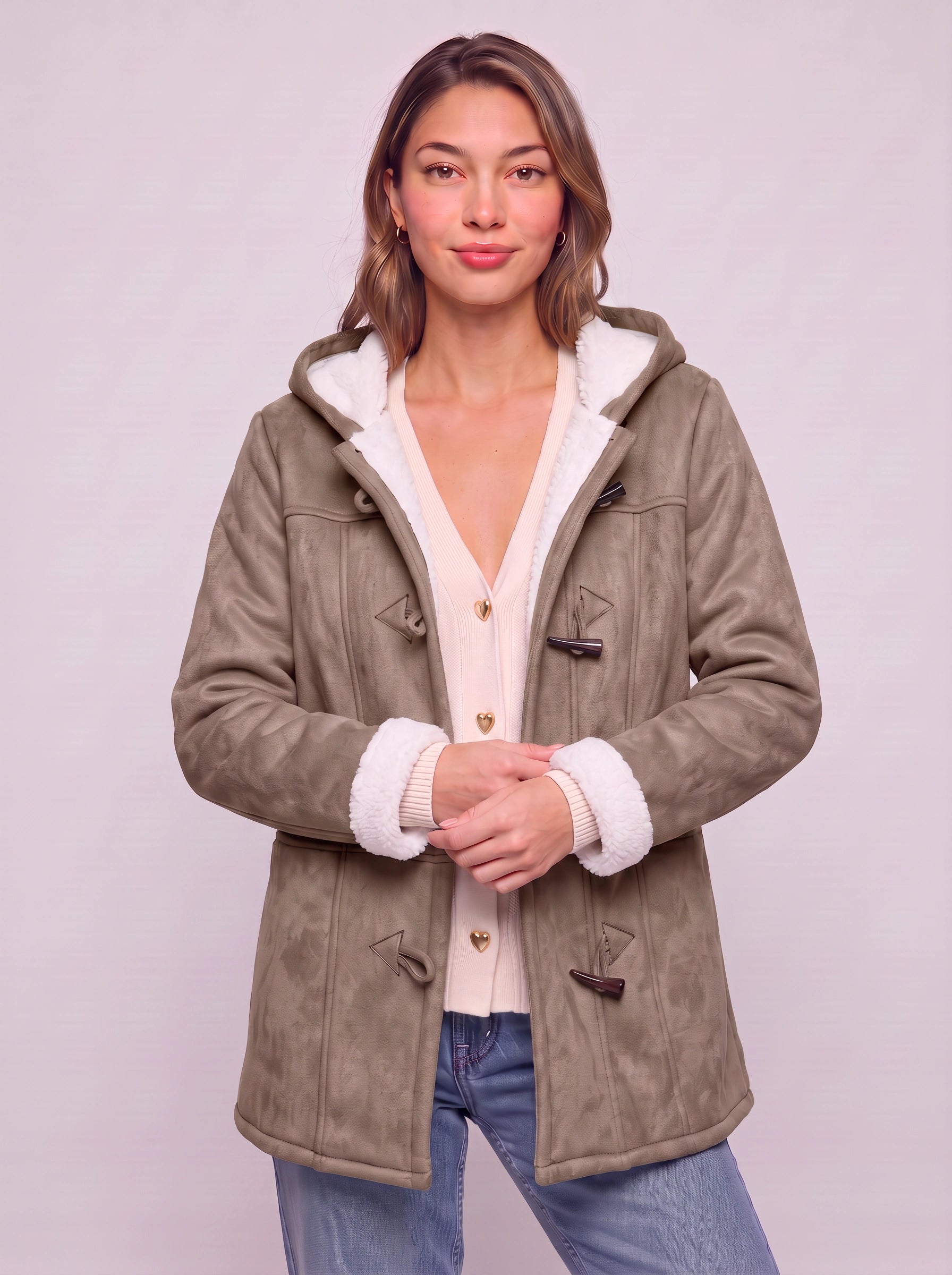 Cordova Hooded Toggle Coat – Winter Sherpa Lined Women Casual Outerwear Warm Longline Jacket