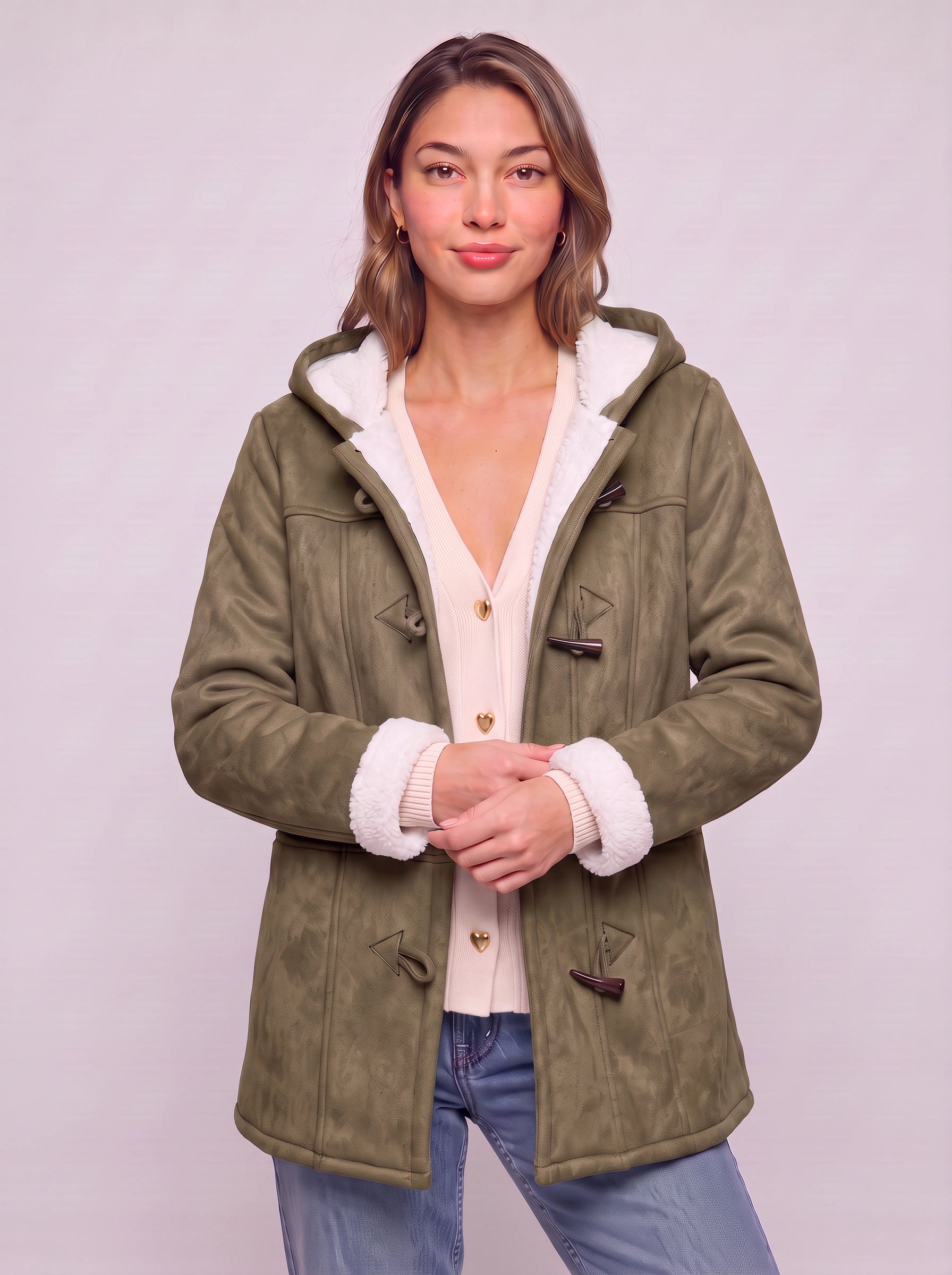Cordova Hooded Toggle Coat – Winter Sherpa Lined Women Casual Outerwear Warm Longline Jacket