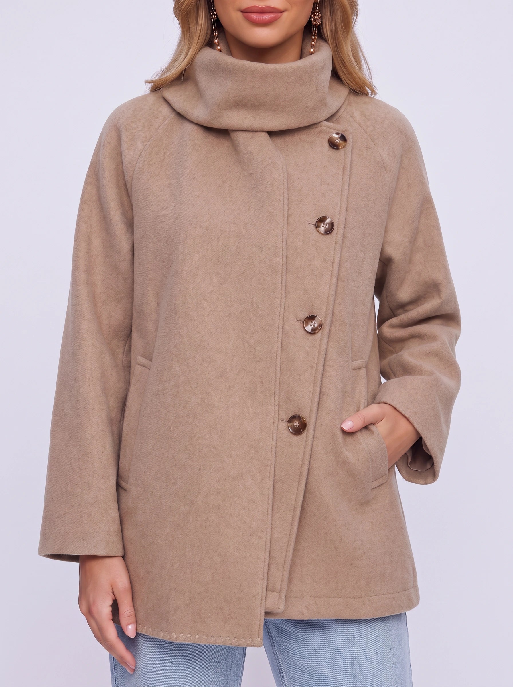 Camira Wool Shawl Collar Jacket – Women Wool Peacoat Winter Office Smart Casual Outerwear Coat