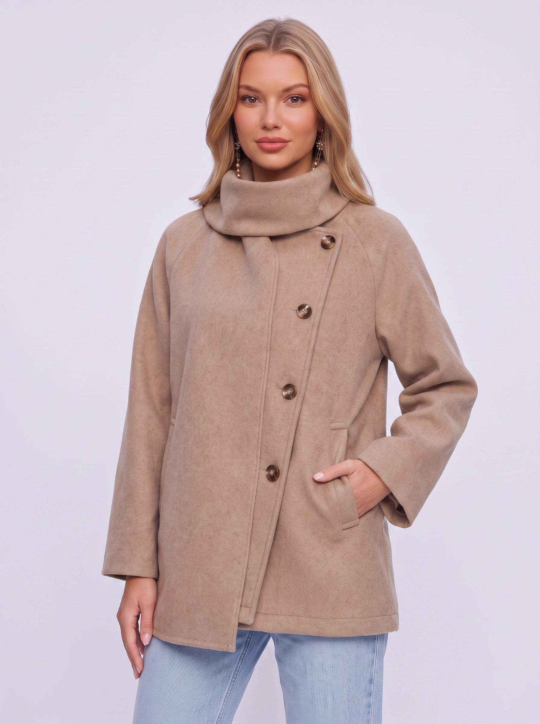 Camira Wool Shawl Collar Jacket – Women Wool Peacoat Winter Office Smart Casual Outerwear Coat