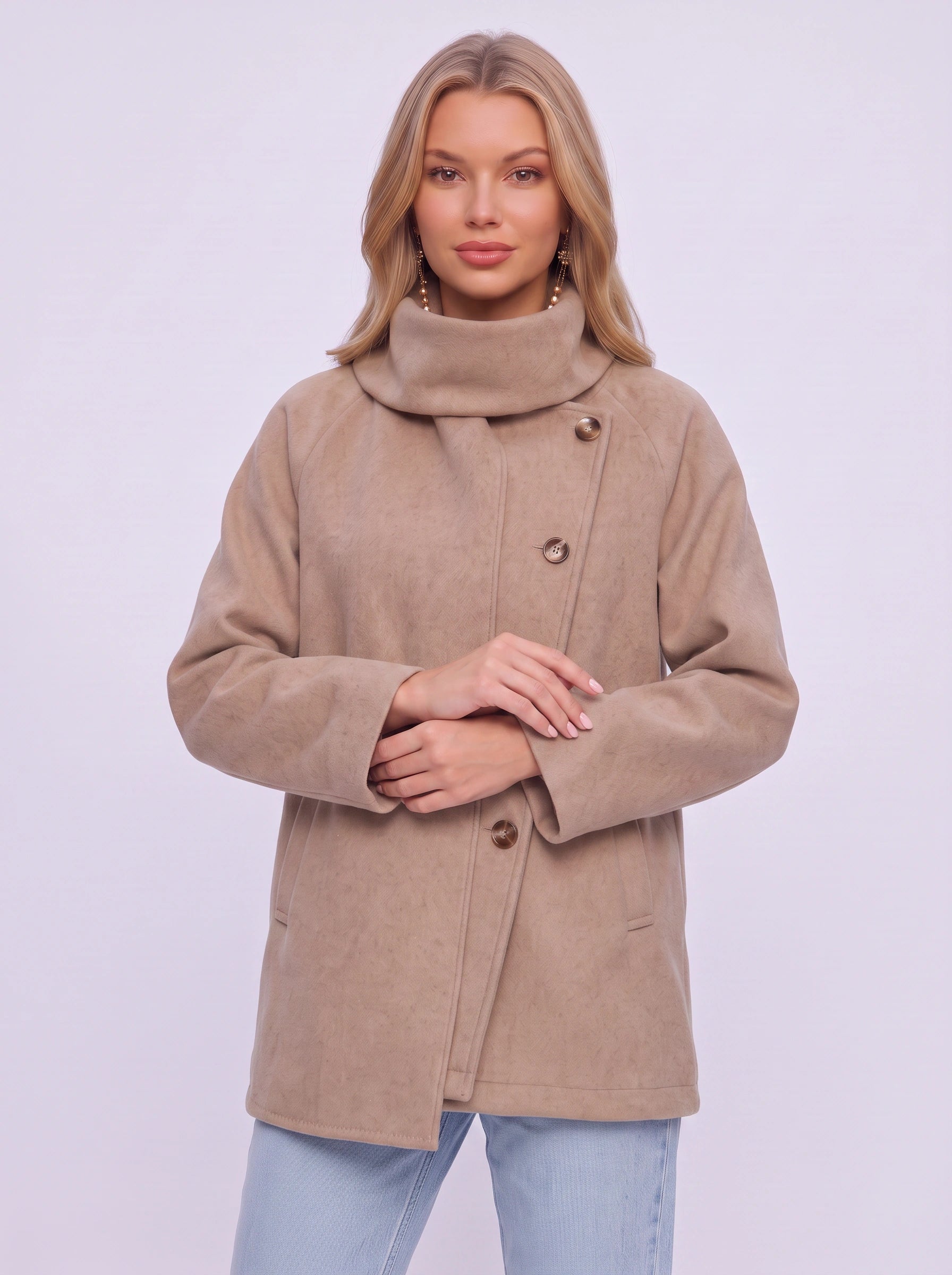 Camira Wool Shawl Collar Jacket – Women Wool Peacoat Winter Office Smart Casual Outerwear Coat