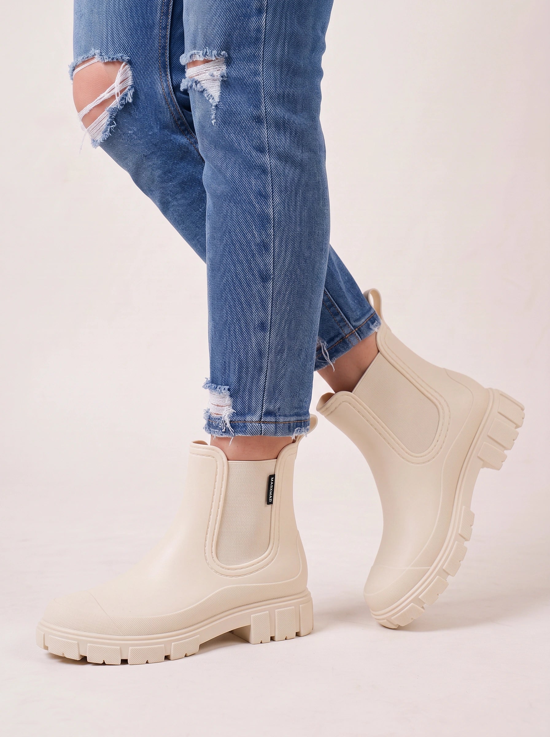 Tracksole Chelsea Ankle Boots – Platform Chunky Sole Women Rain Boots Waterproof Casual Slip-On Ankle Boots
