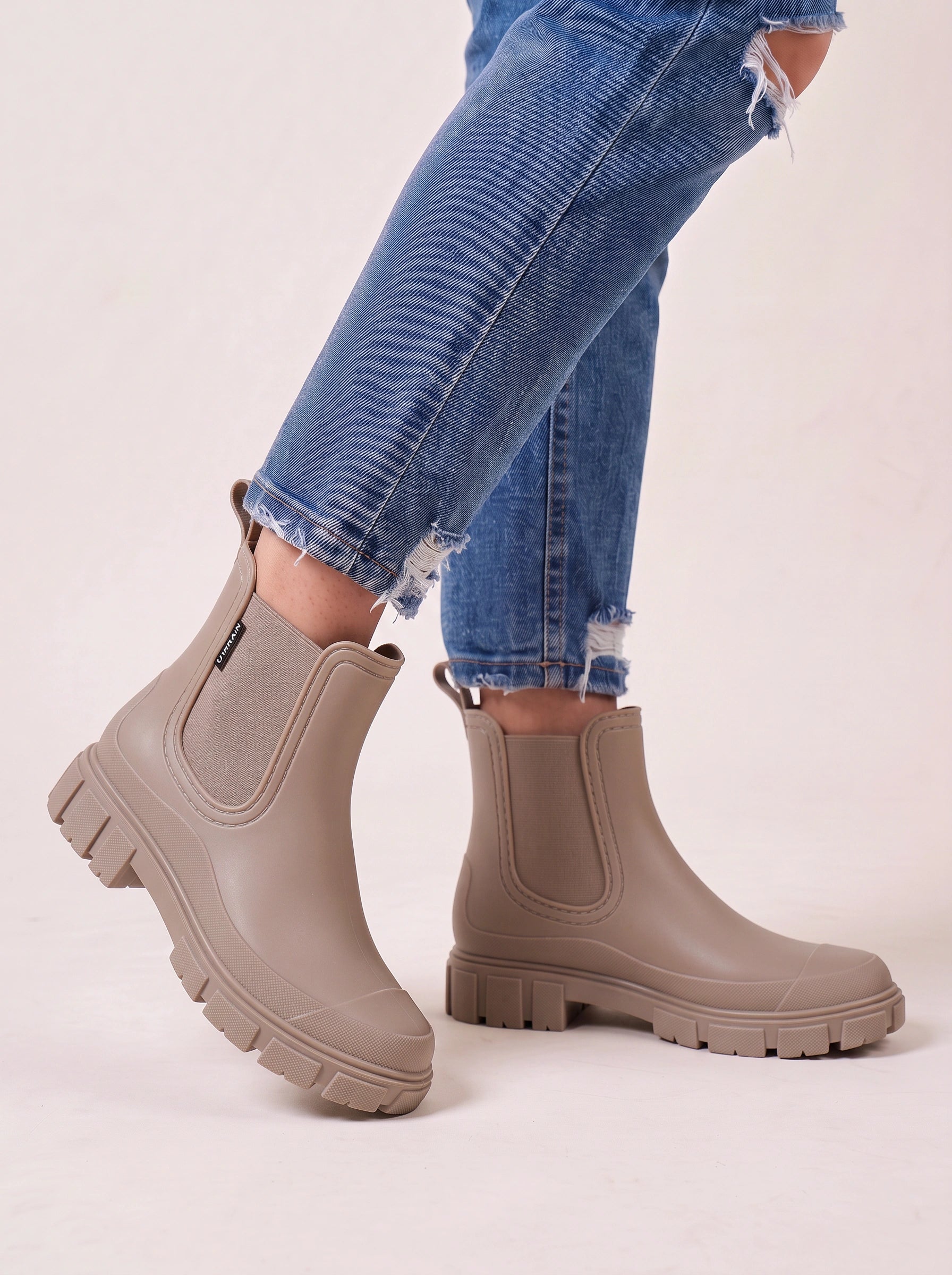 Tracksole Chelsea Ankle Boots – Platform Chunky Sole Women Rain Boots Waterproof Casual Slip-On Ankle Boots
