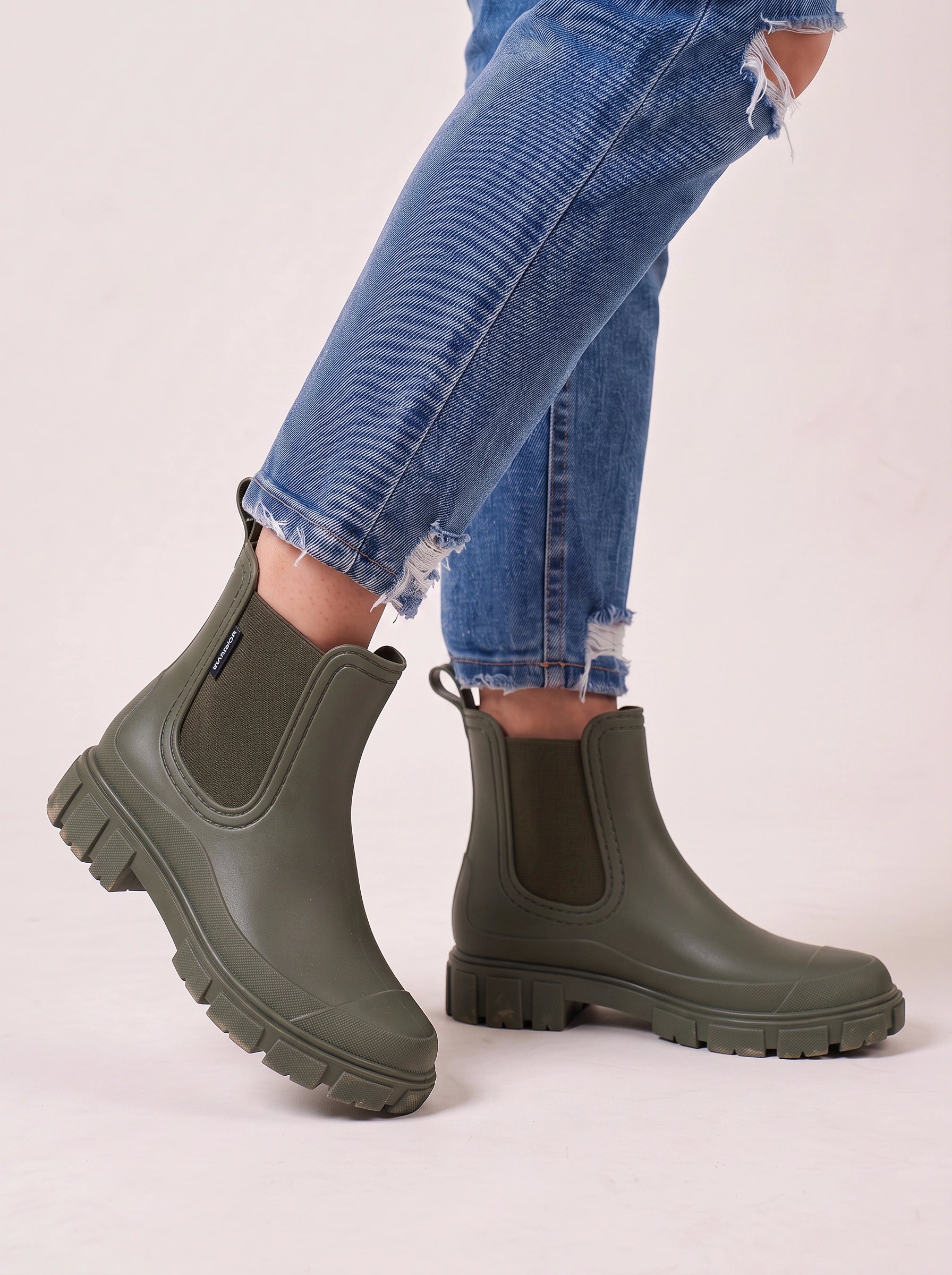 Tracksole Chelsea Ankle Boots – Platform Chunky Sole Women Rain Boots Waterproof Casual Slip-On Ankle Boots