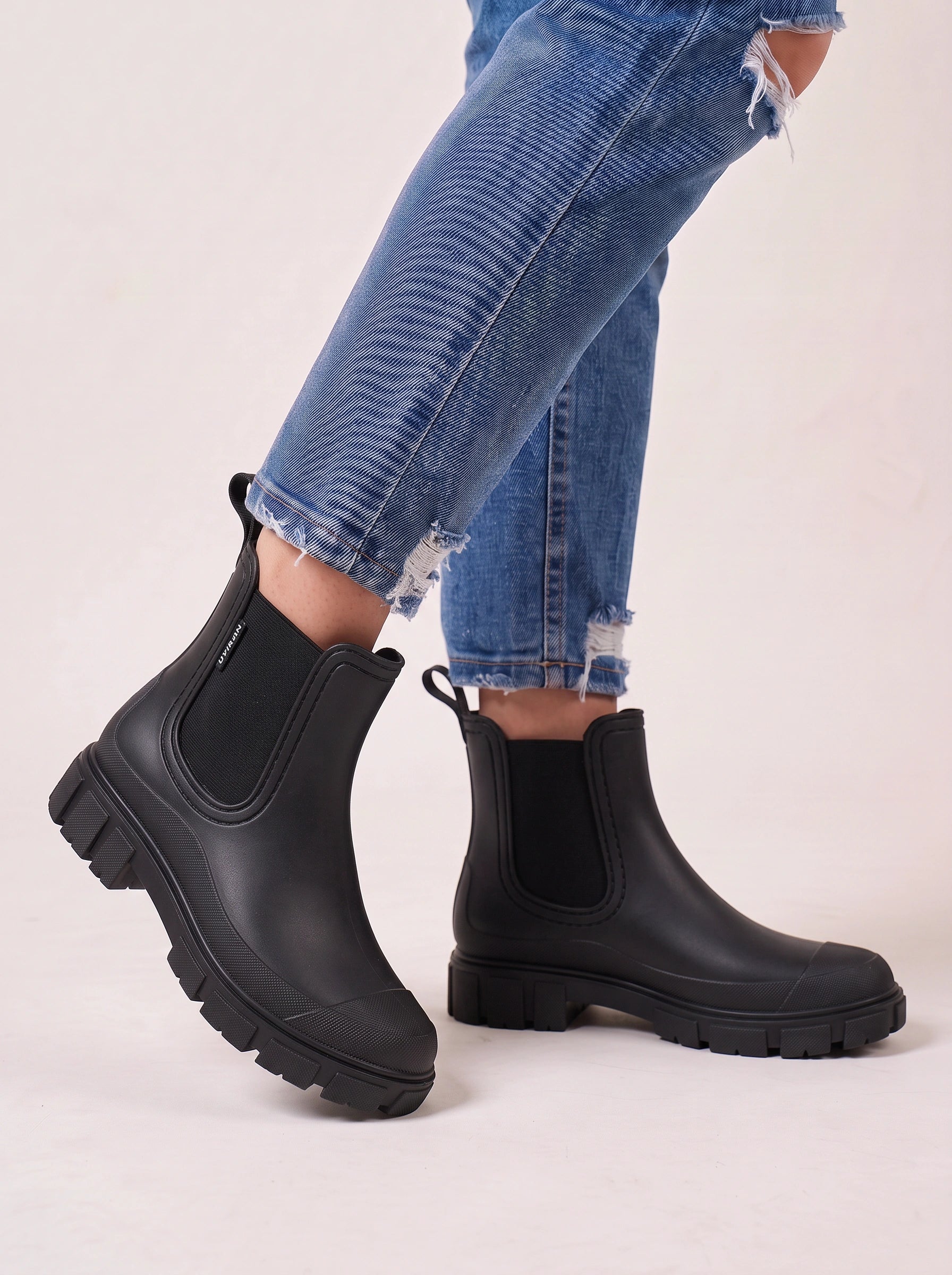 Tracksole Chelsea Ankle Boots – Platform Chunky Sole Women Rain Boots Waterproof Casual Slip-On Ankle Boots