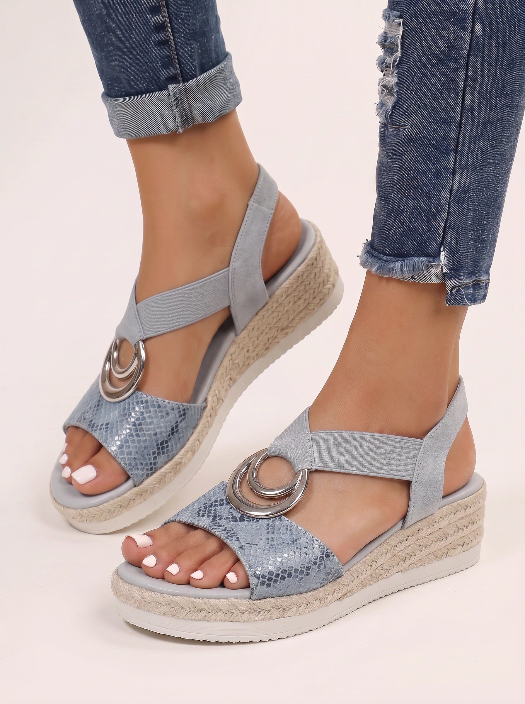 Cordelle Espadrille Platform Sandals – Orthopedic Women Open Toe Metallic Wedges Strappy Summer Arch Support Sandals