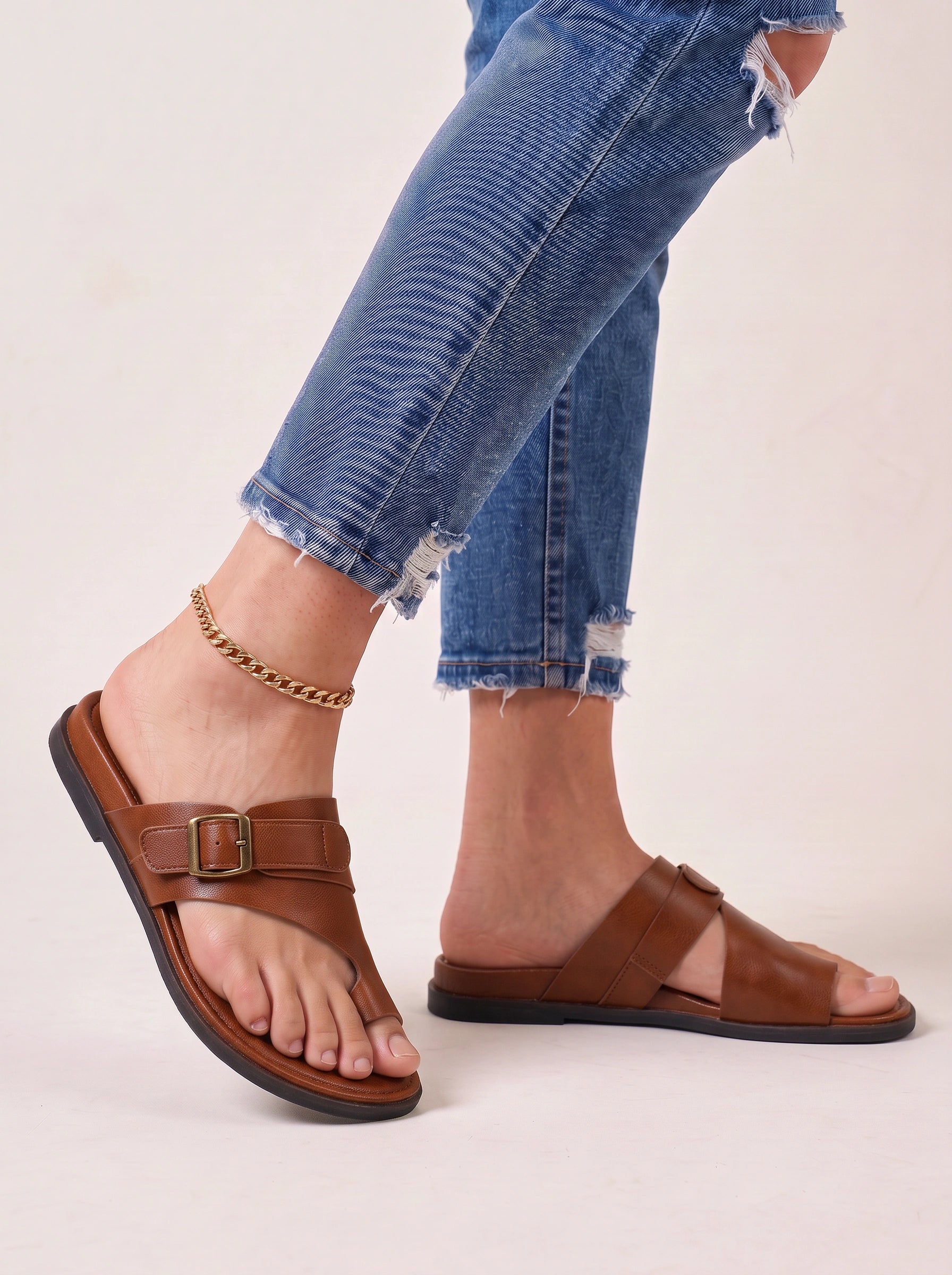Bucklora Toe-Ring Flatform Sandals – Women Orthopedic Leather Adjustable Buckle Platform Sandals