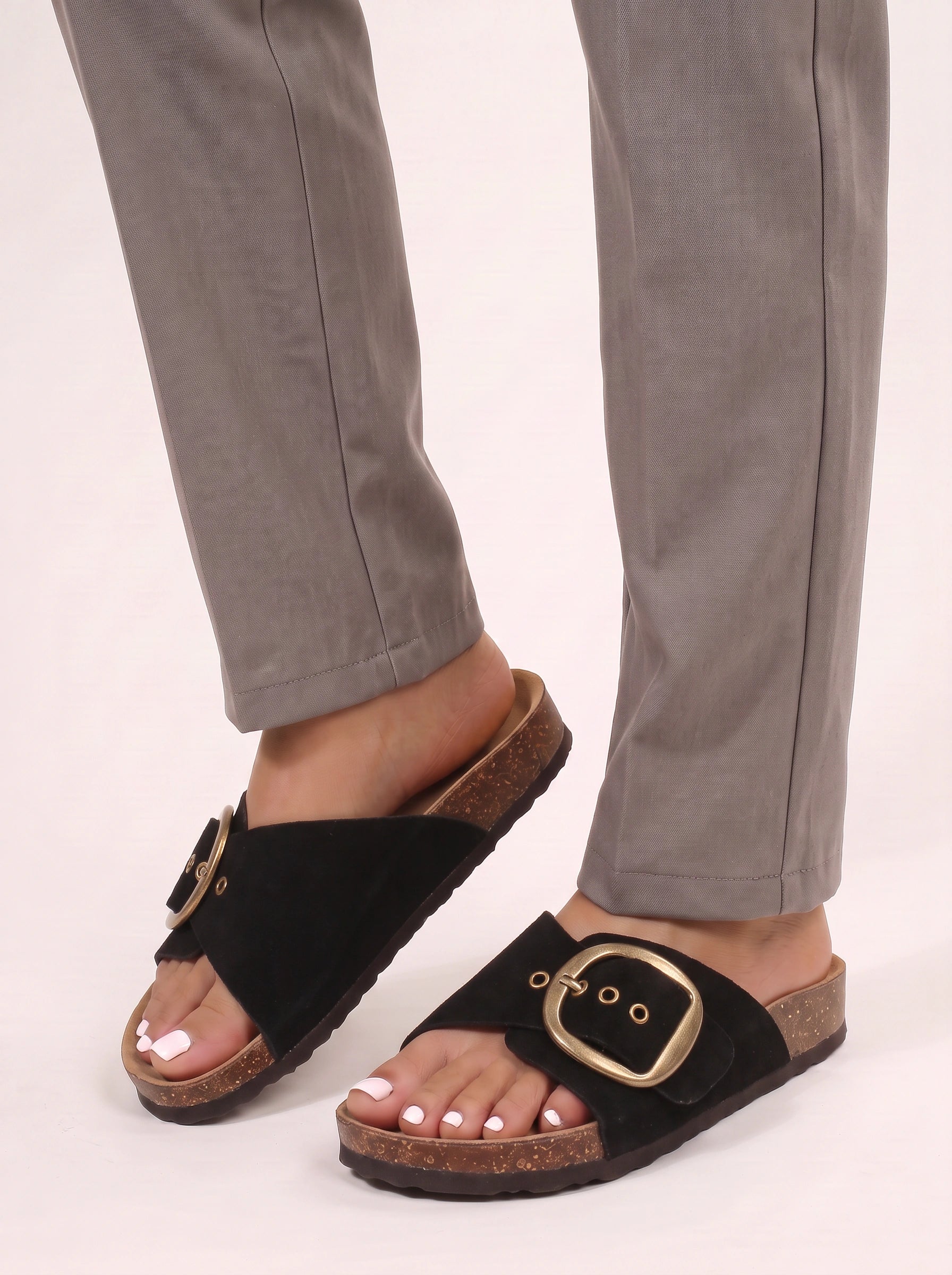 Corbina Buckle Platform Sandals – Women Orthopedic Footbed Thick Sole Shoes Summer Casual Comfort Flat Sandals