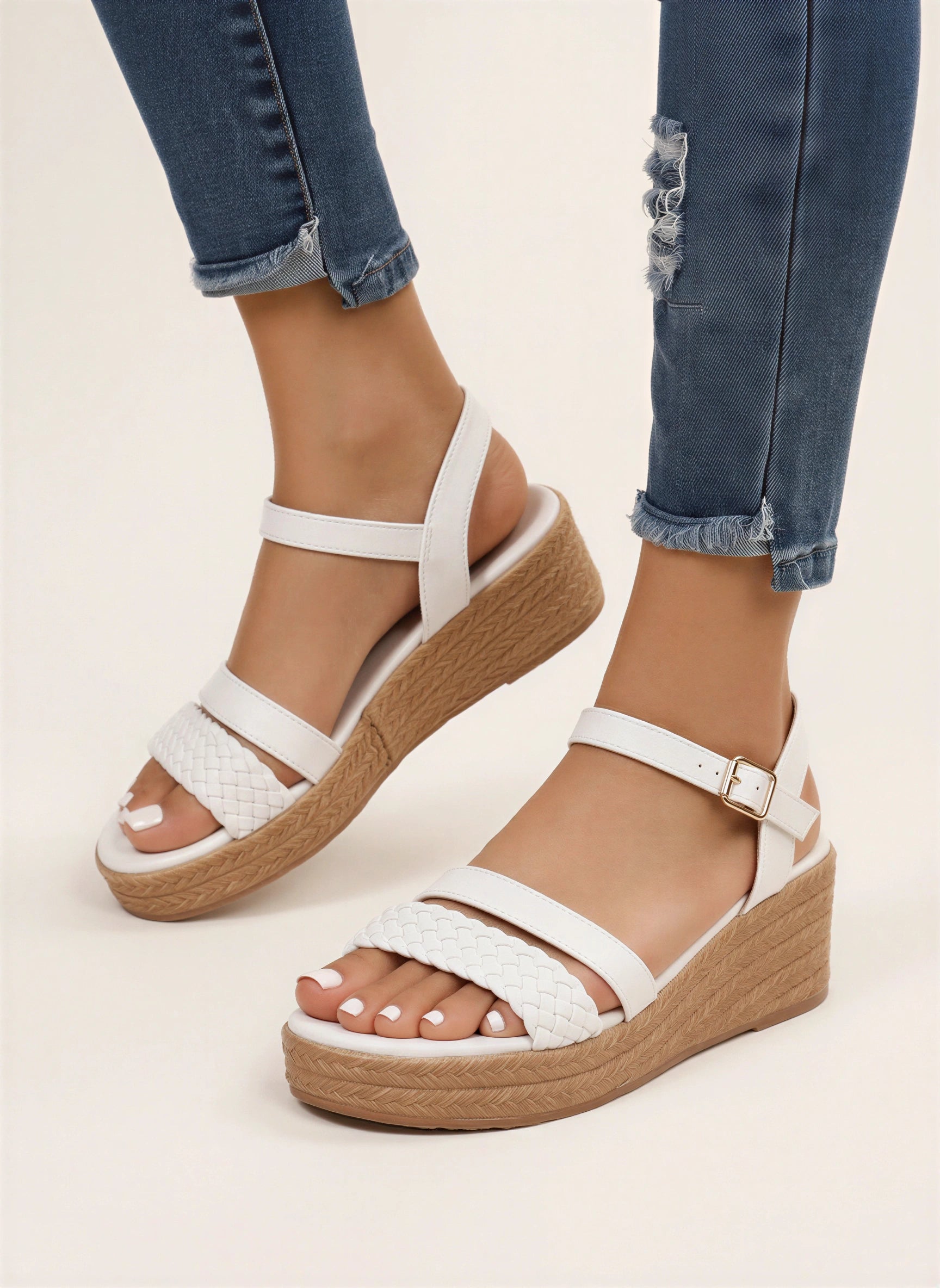 Cordina Braided Espadrille Wedge Sandals – Platform Sandals Women Ankle Strap Adjustable Buckle Wedges