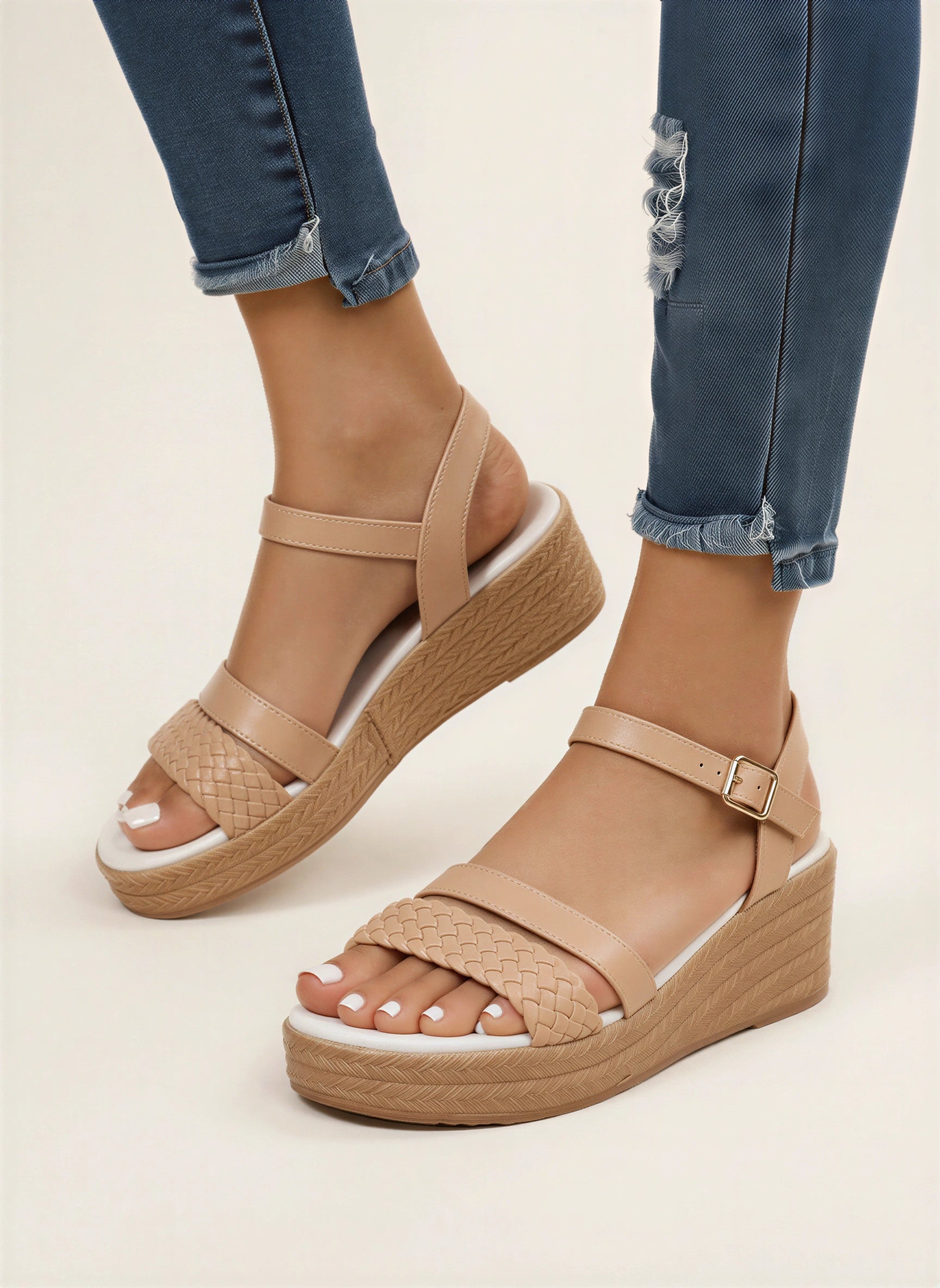 Cordina Braided Espadrille Wedge Sandals – Platform Sandals Women Ankle Strap Adjustable Buckle Wedges
