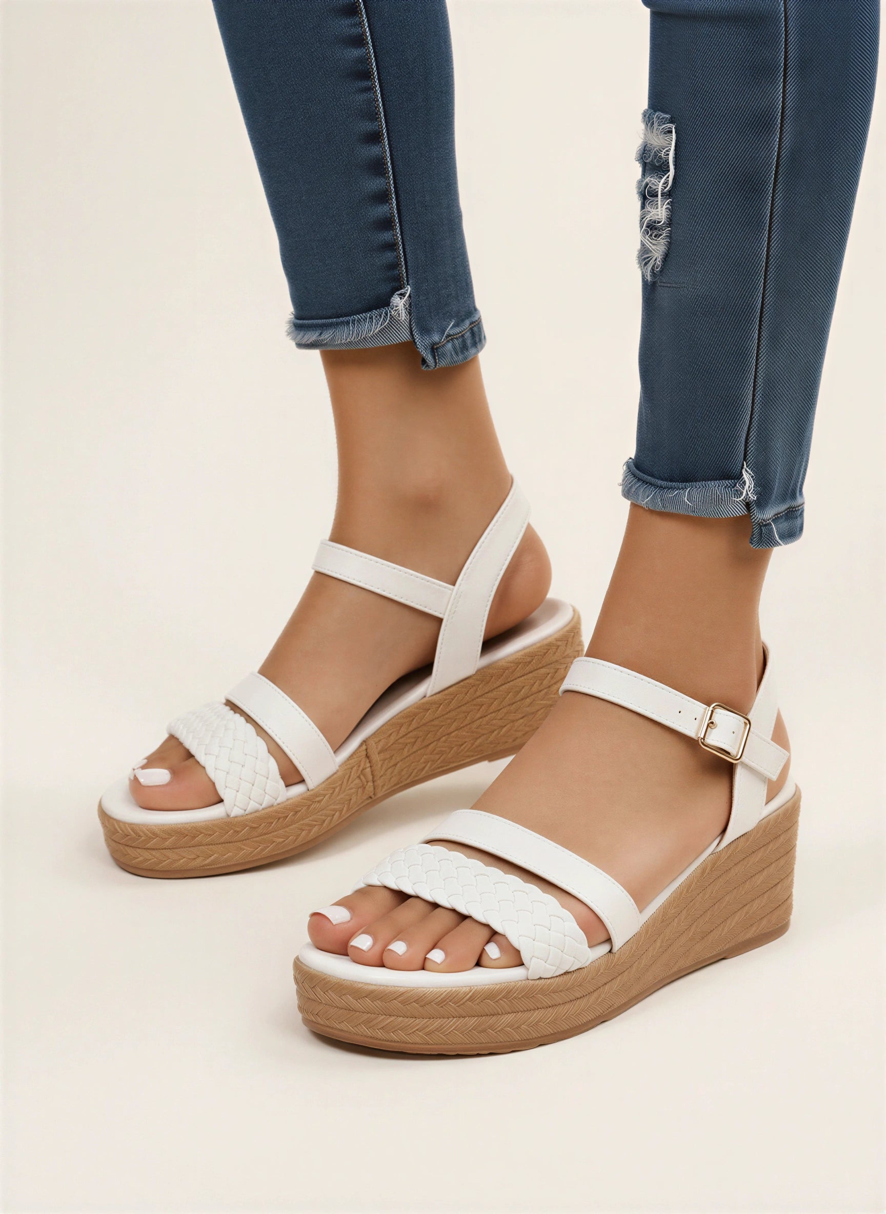 Cordina Braided Espadrille Wedge Sandals – Platform Sandals Women Ankle Strap Adjustable Buckle Wedges